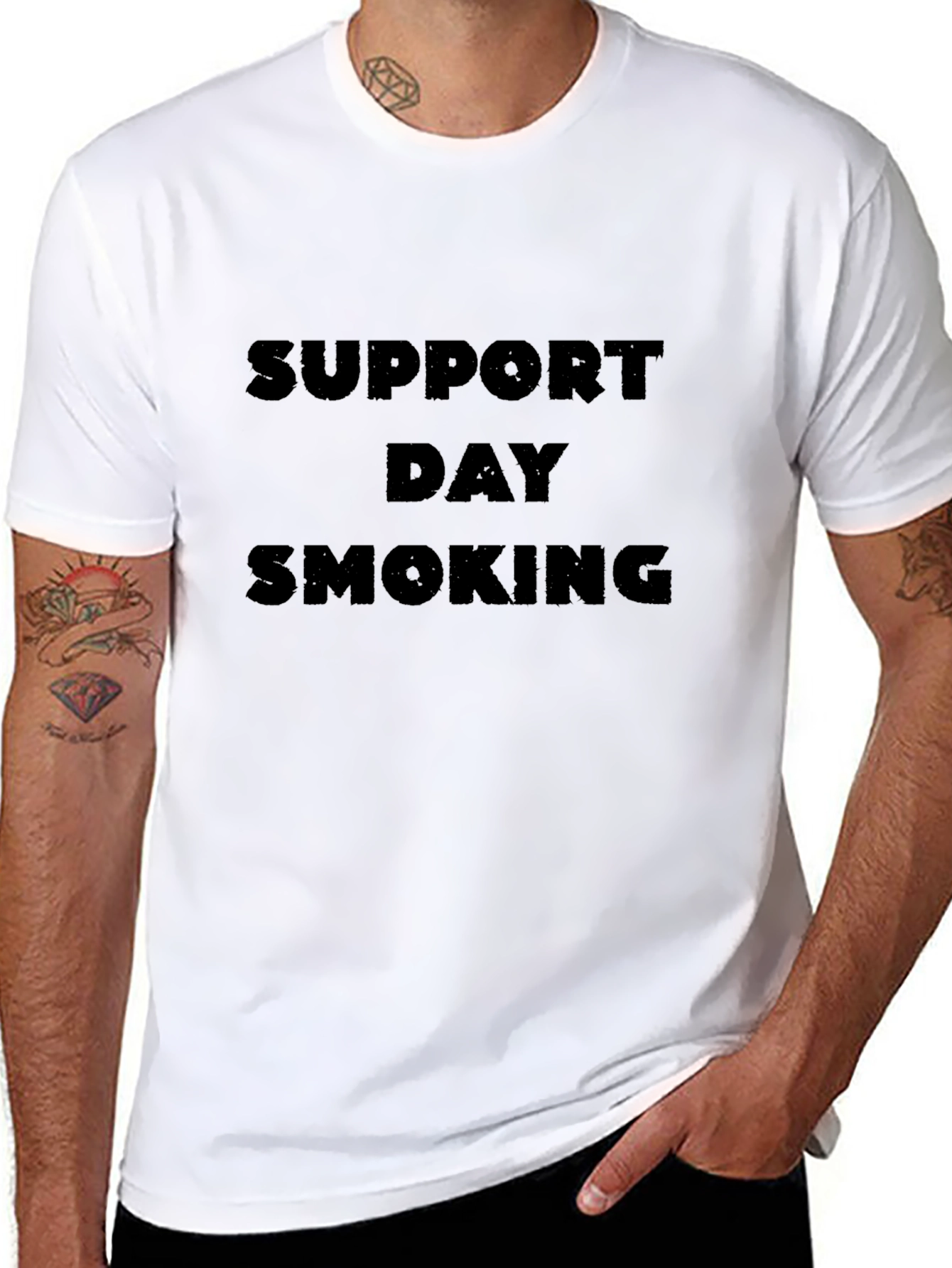 Support Day Smoking Black Graphic T-Shirt