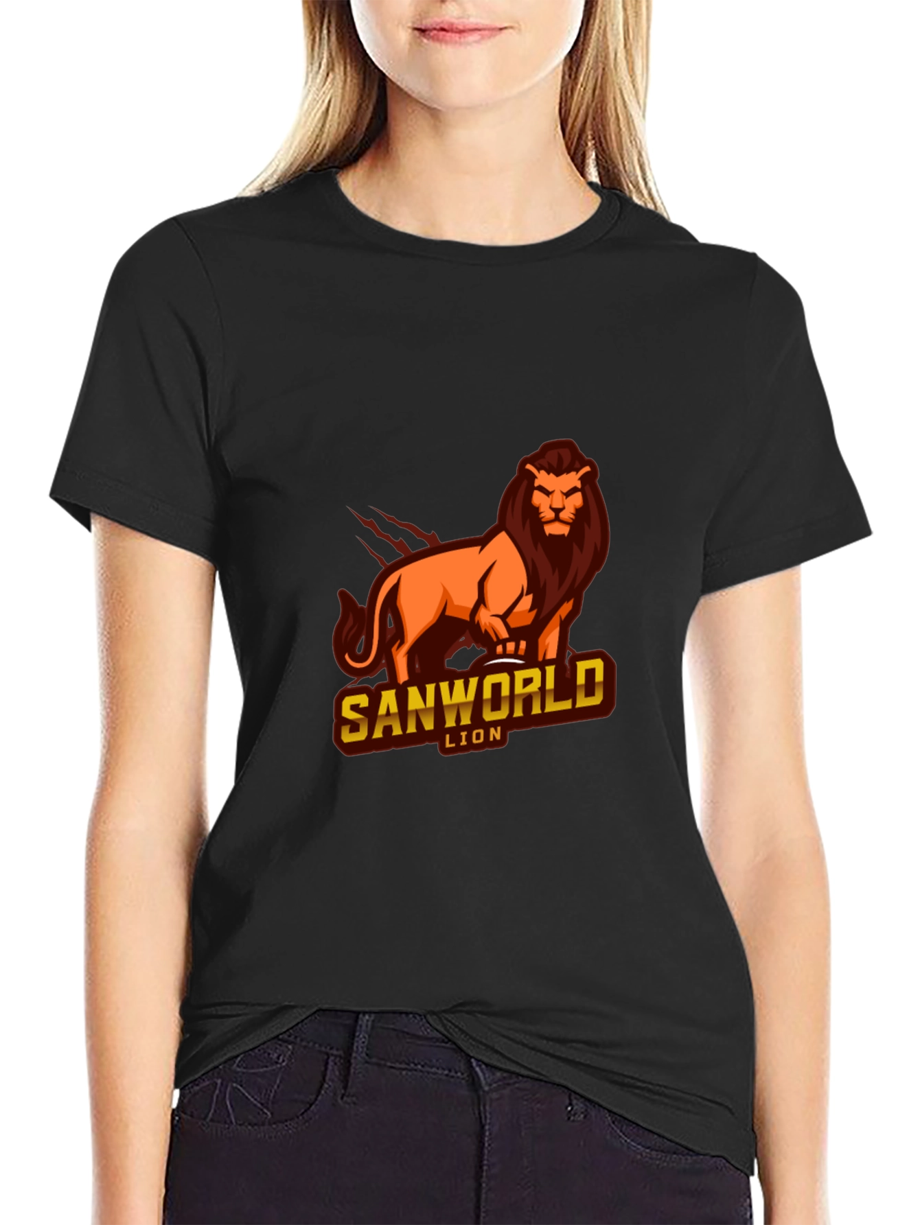 Sanworld Lion Graphic Black T-Shirt