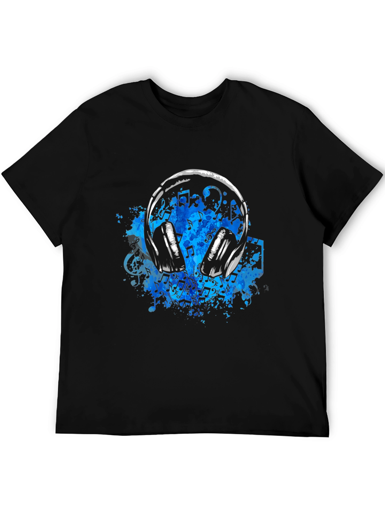 Music Headphones T-Shirt - Black Cotton Tee