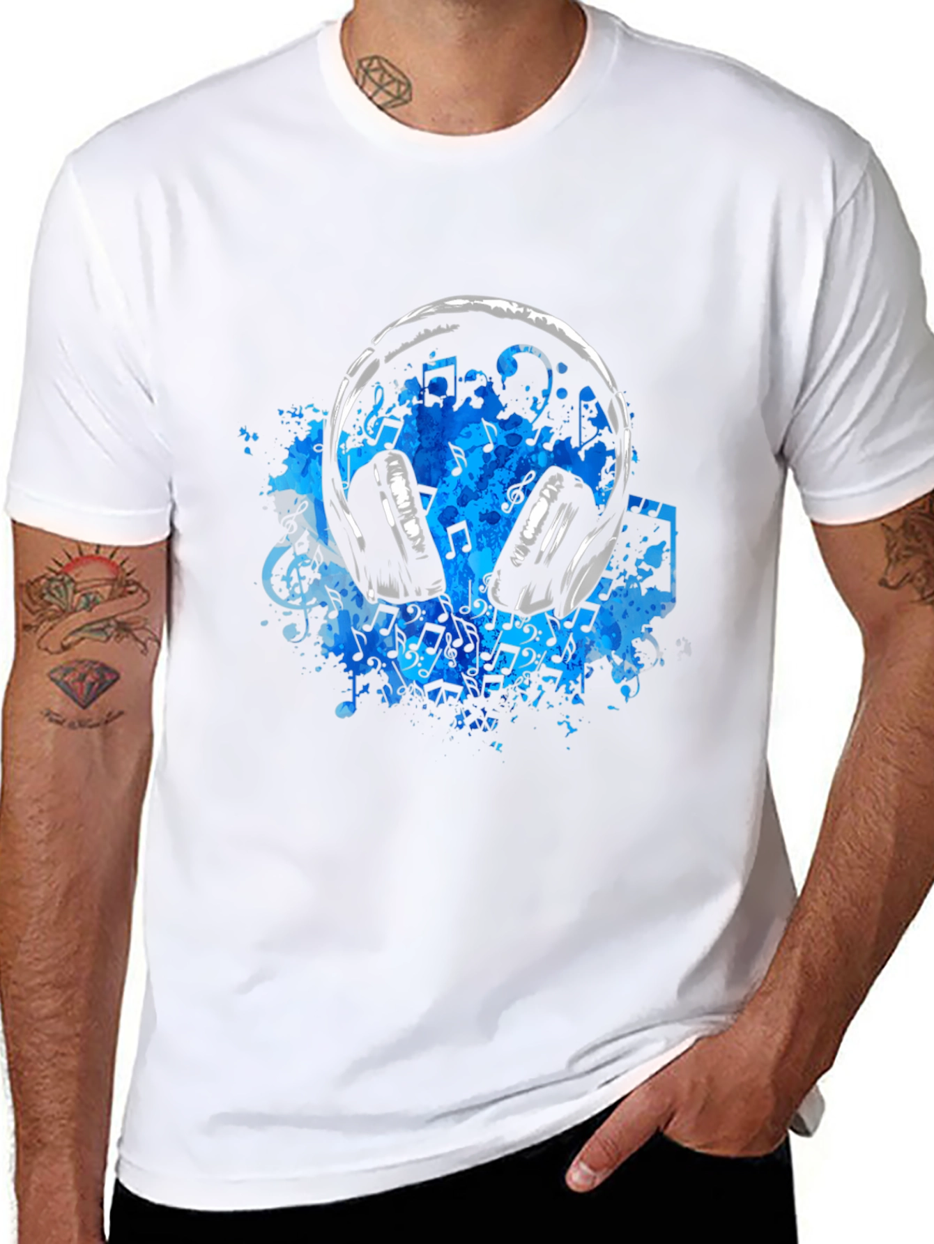 Music Headphones T-Shirt - Black Cotton Tee