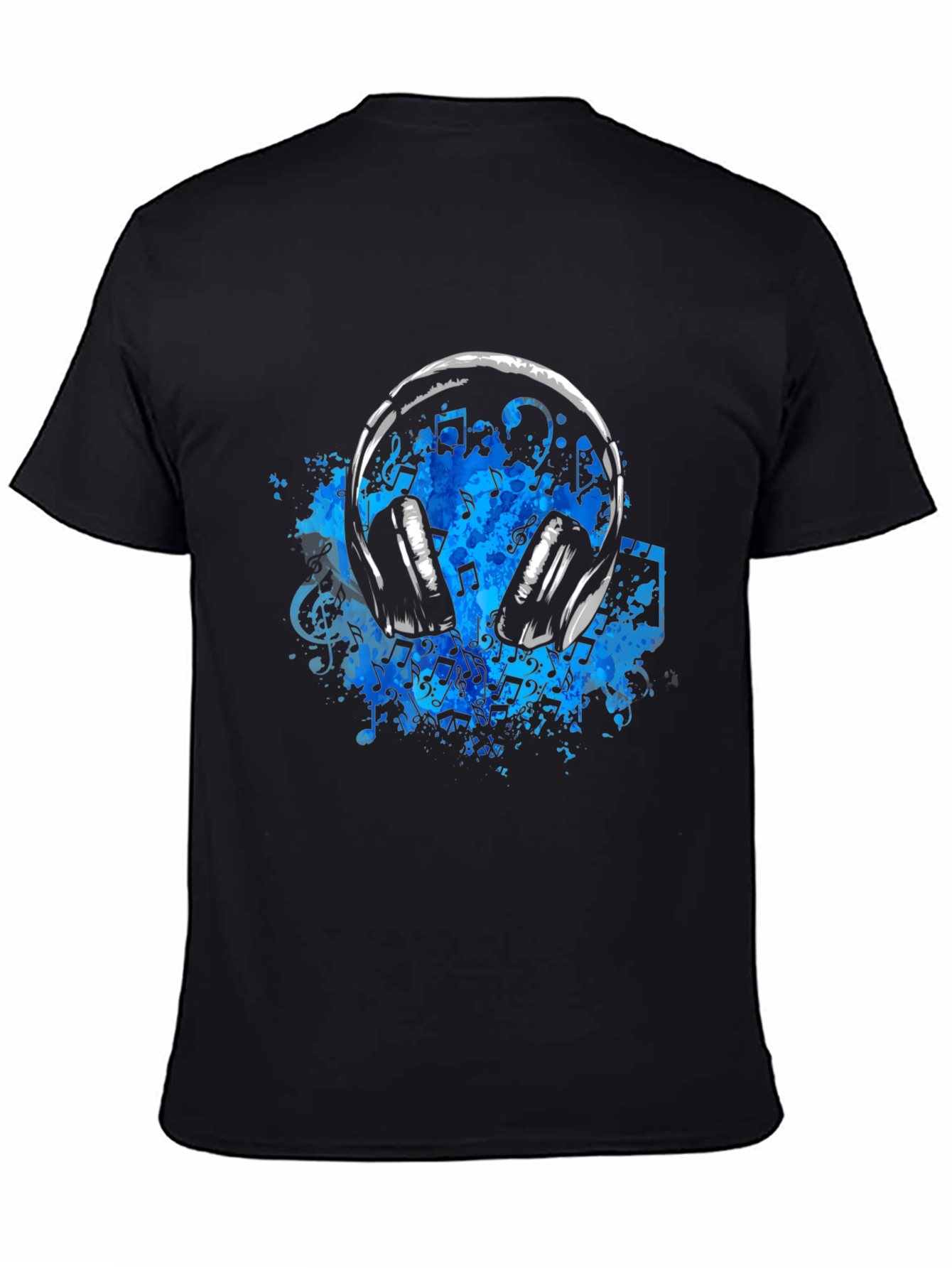 Music Headphones T-Shirt - Black Cotton Tee