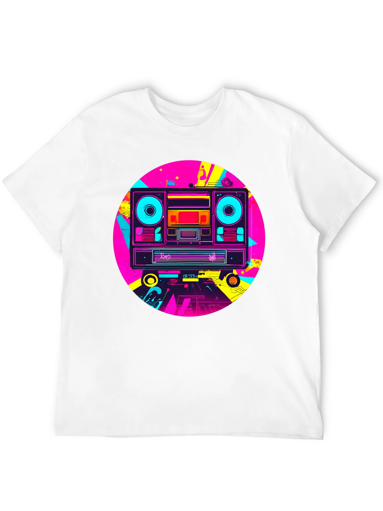 Retro Boombox Graphic T-Shirt - Black