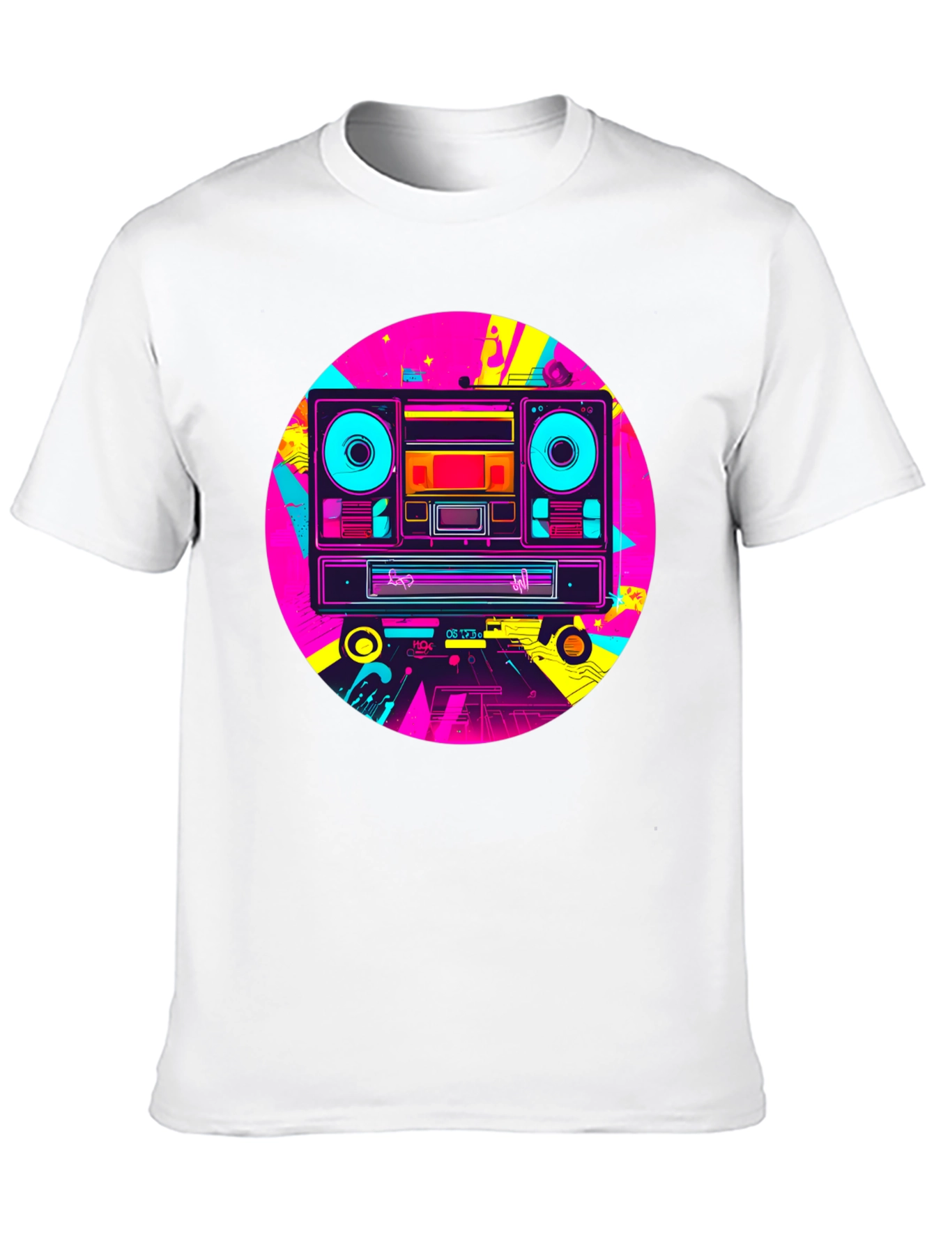 Retro Boombox Graphic T-Shirt - Black