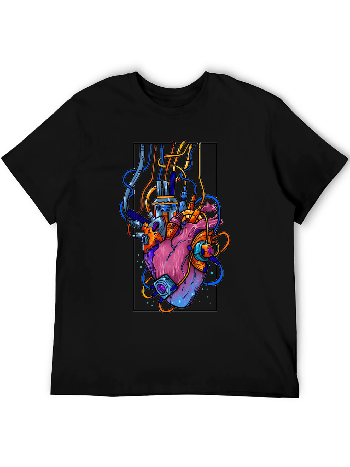Cyberpunk Heart Graphic Black T-Shirt