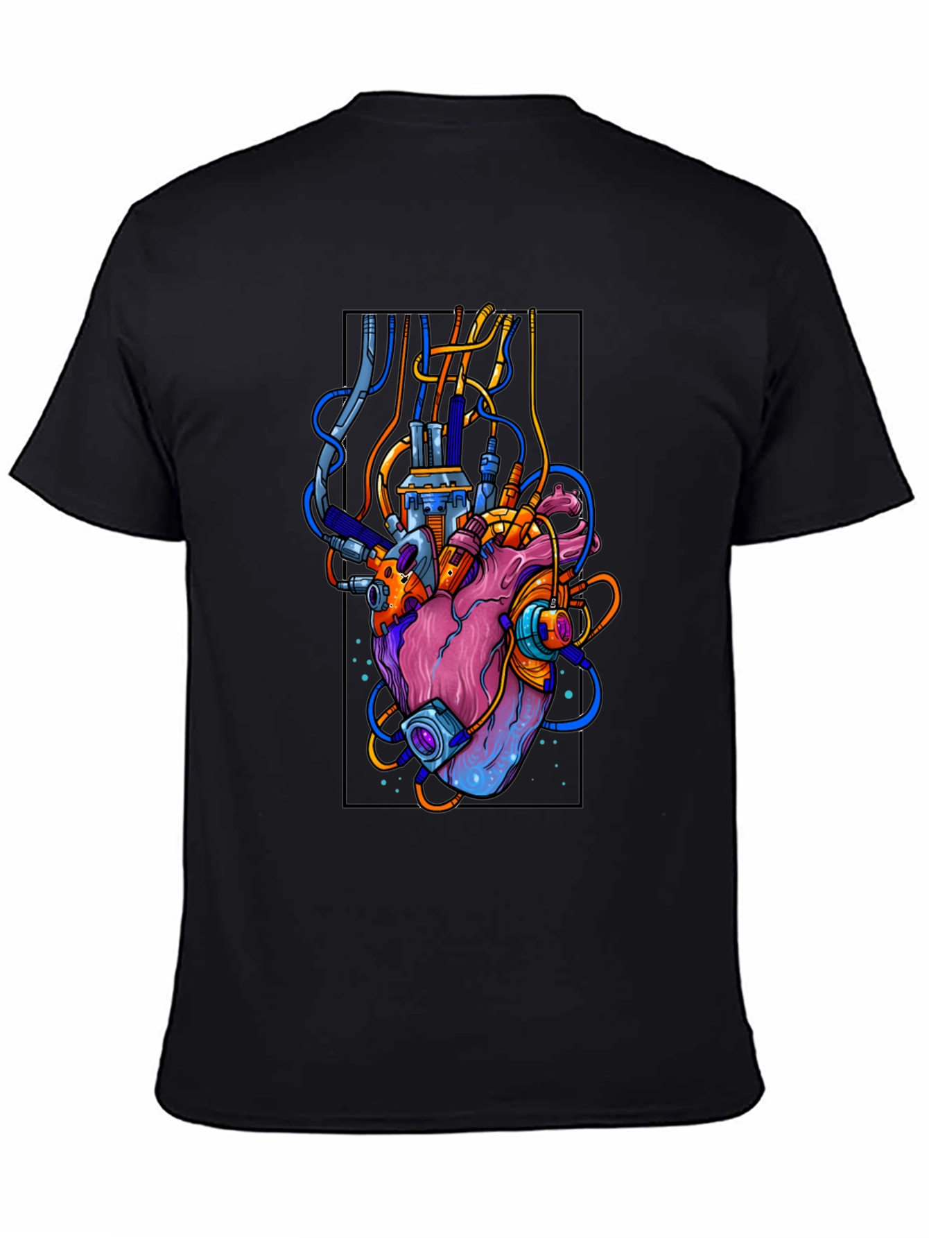 Cyberpunk Heart Graphic Black T-Shirt