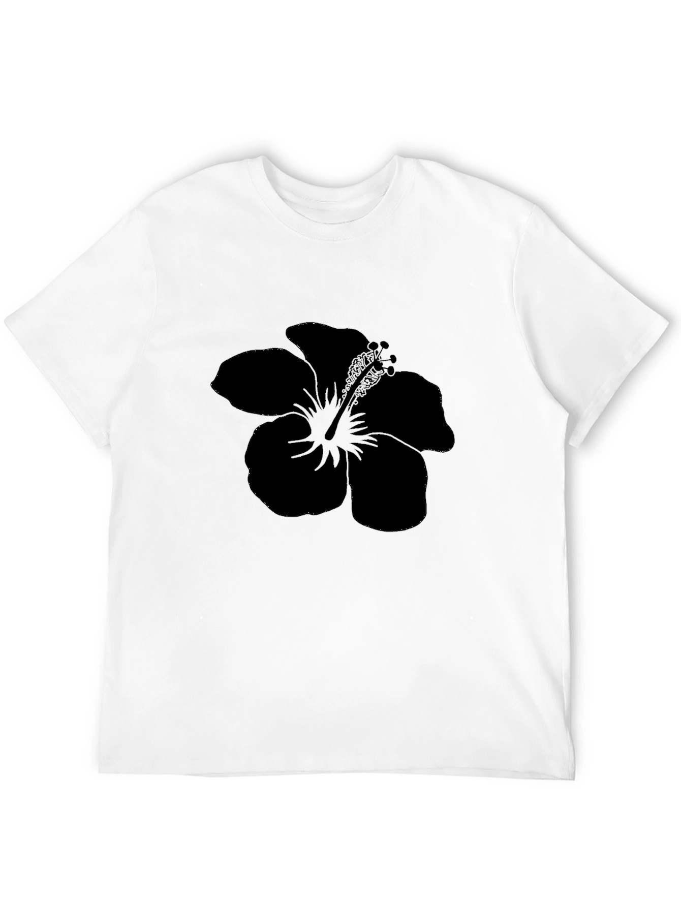 Black Hibiscus Flower Graphic Tee