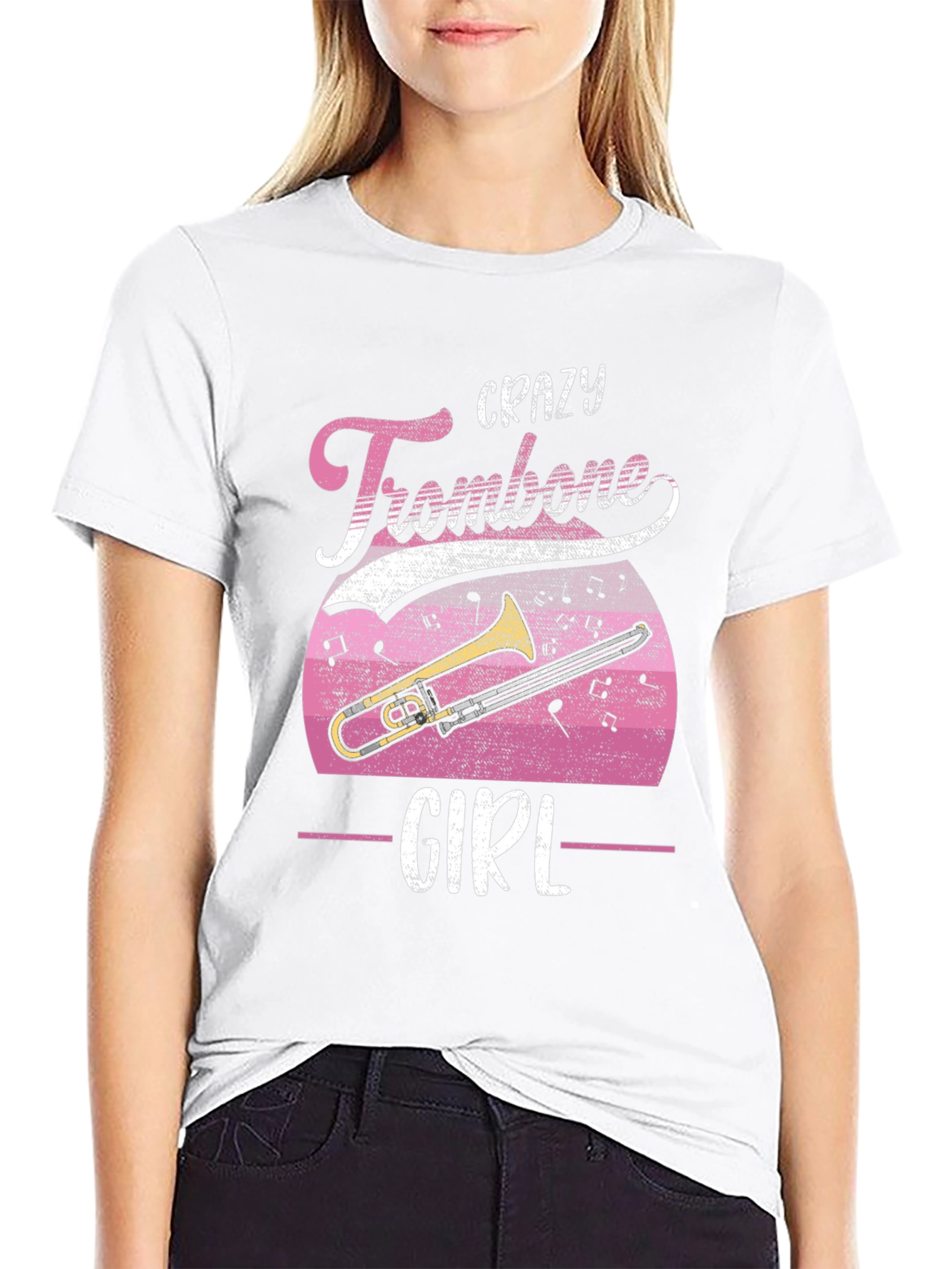 Crazy Trombone Girl T-Shirt - Music Lover Tee