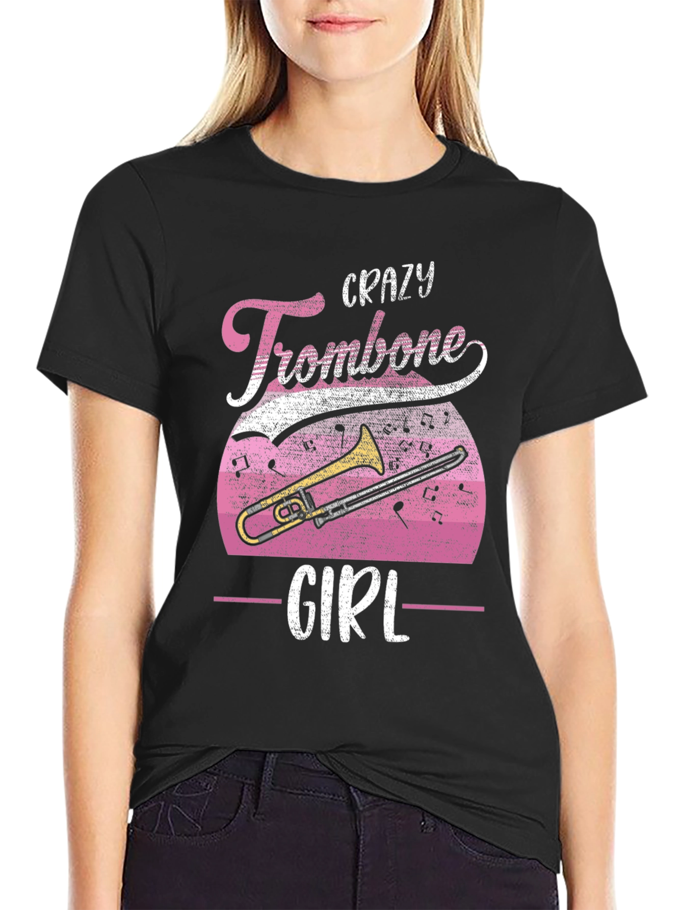 Crazy Trombone Girl T-Shirt - Music Lover Tee