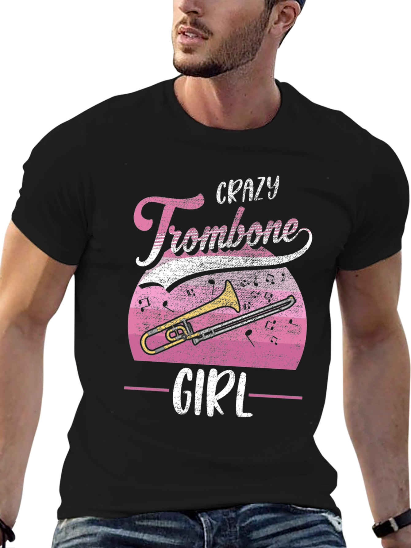 Crazy Trombone Girl T-Shirt - Music Lover Tee