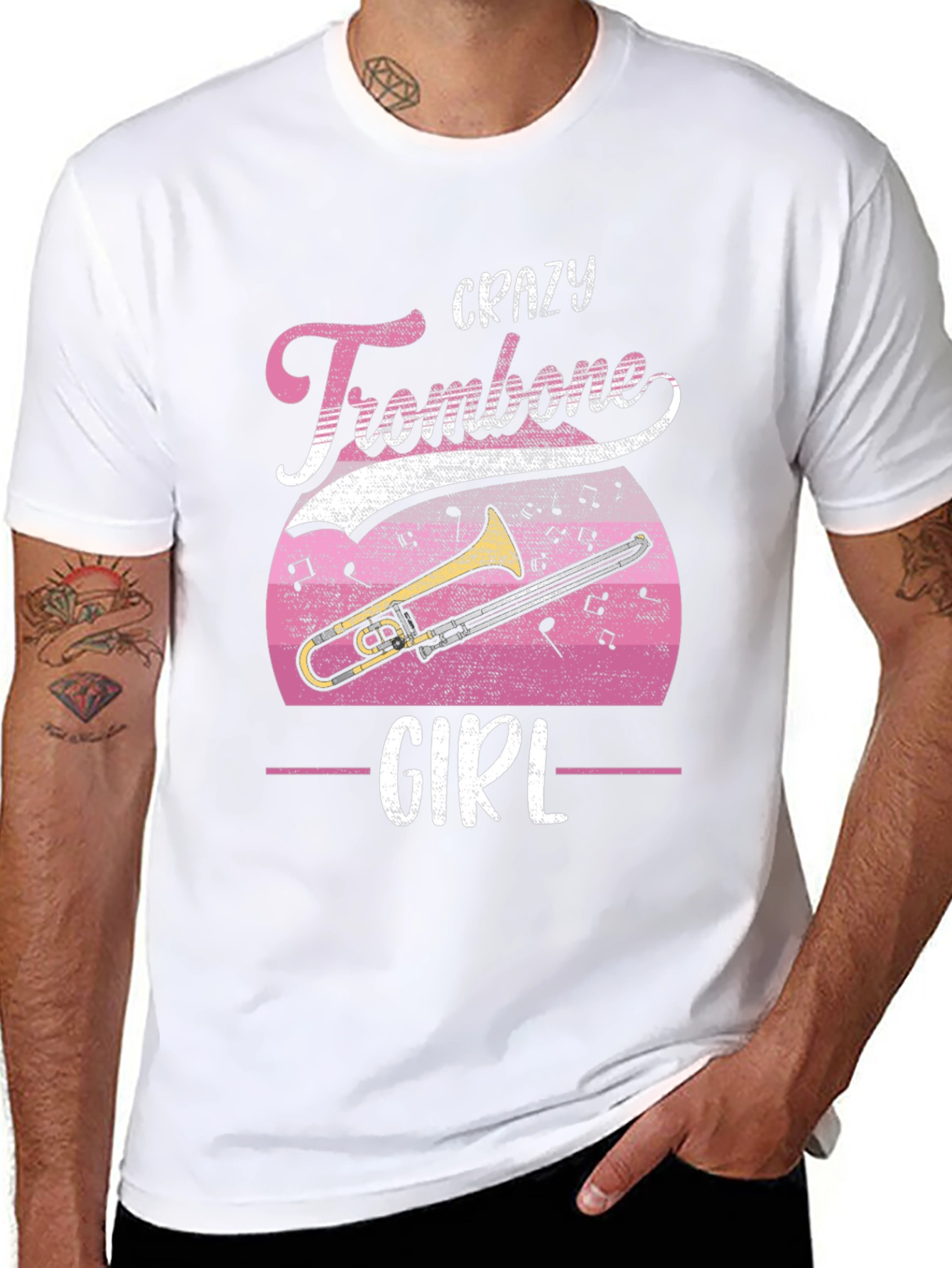Crazy Trombone Girl T-Shirt - Music Lover Tee