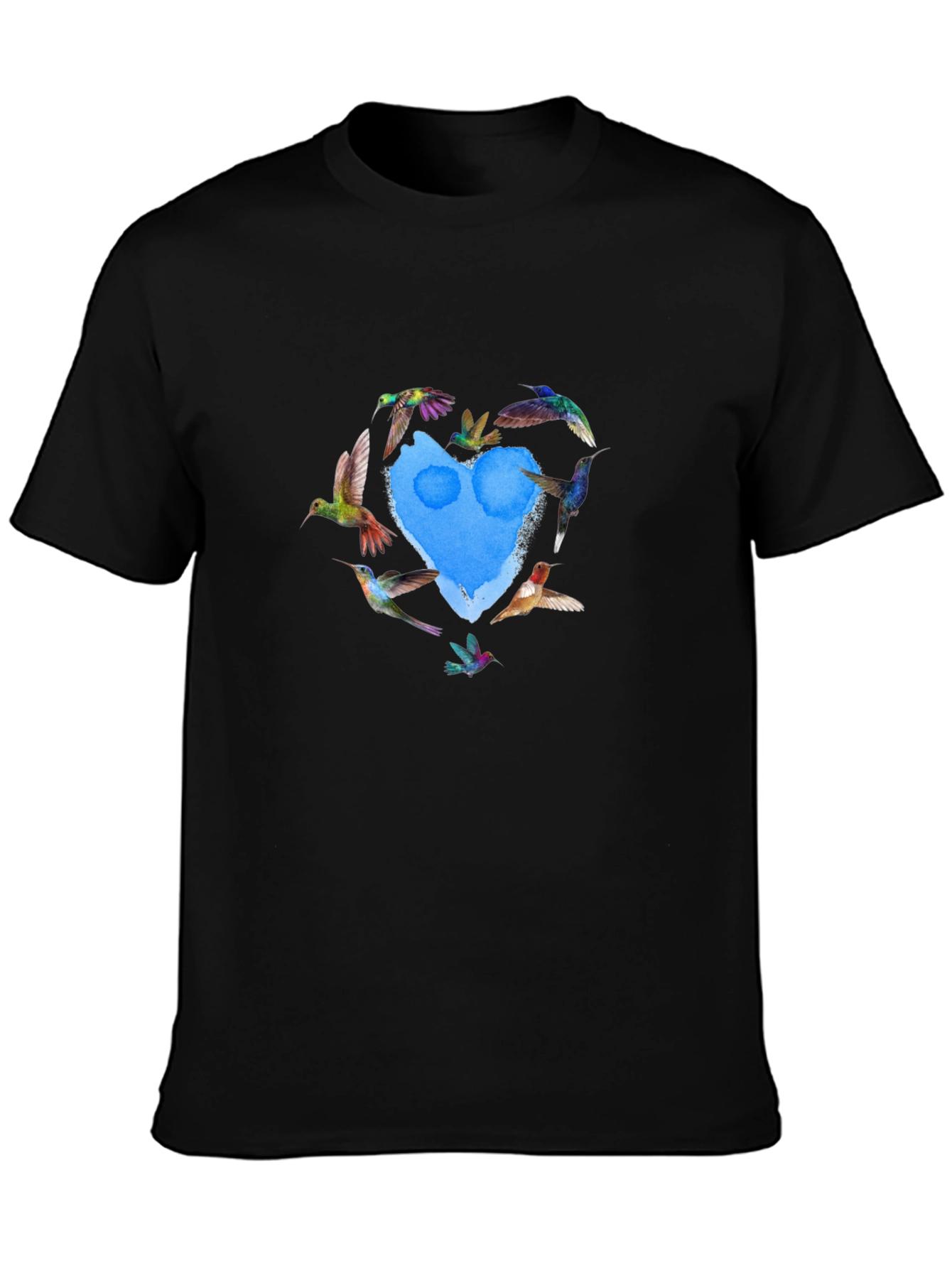 Hummingbird Heart Graphic Tee - Black
