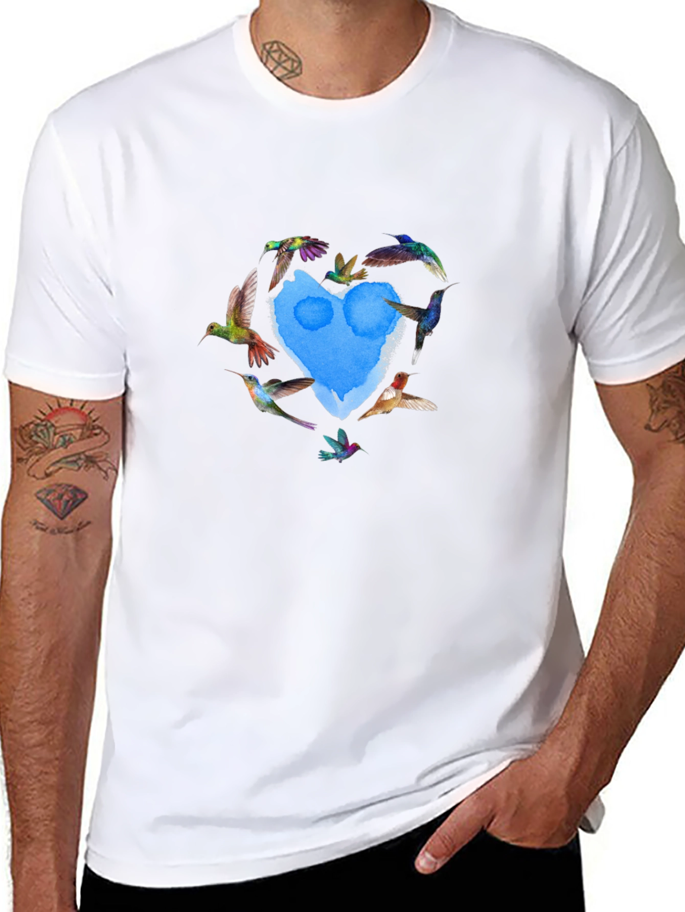 Hummingbird Heart Graphic Tee - Black
