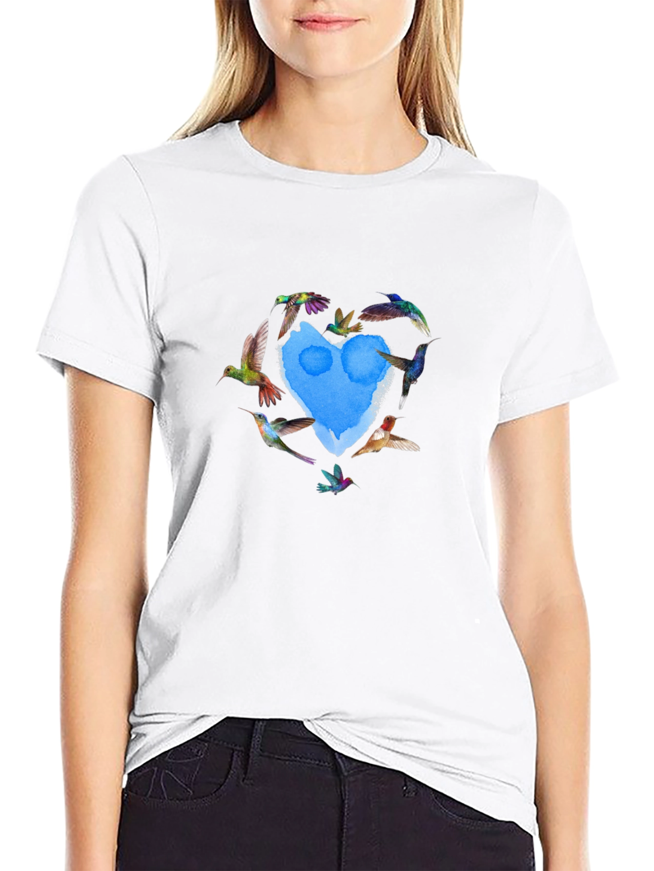 Hummingbird Heart Graphic Tee - Black