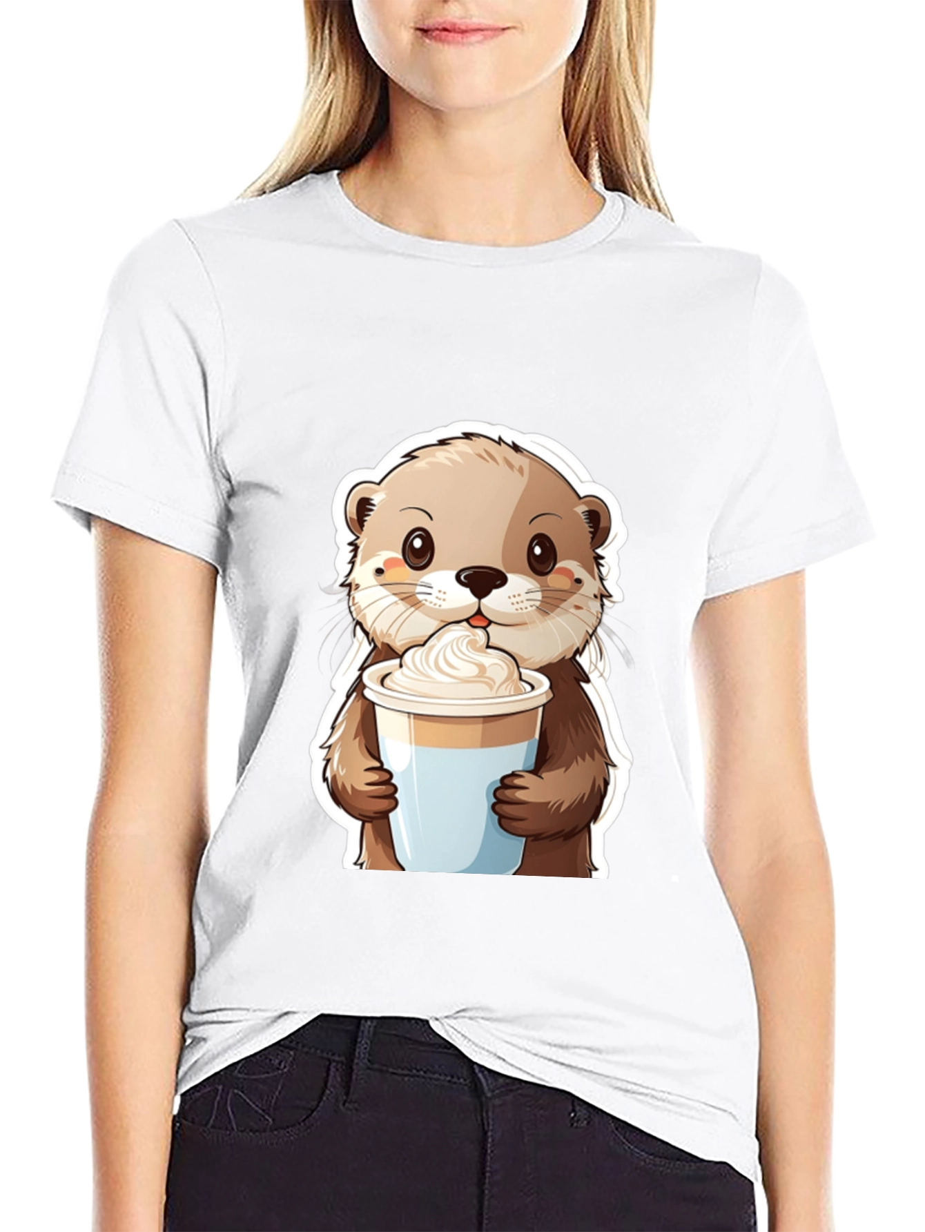 Cute Otter Coffee Graphic T-Shirt