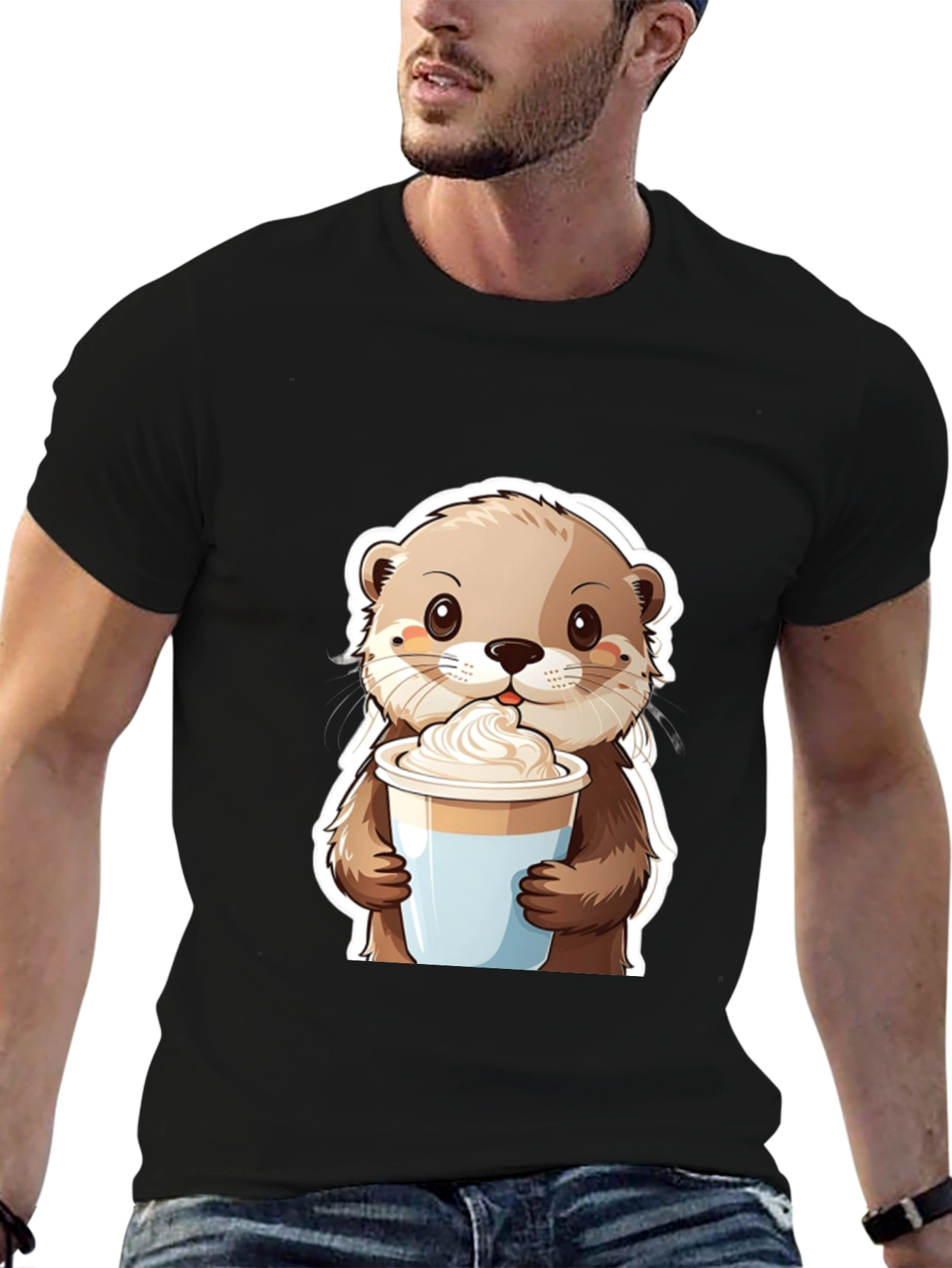 Cute Otter Coffee Graphic T-Shirt