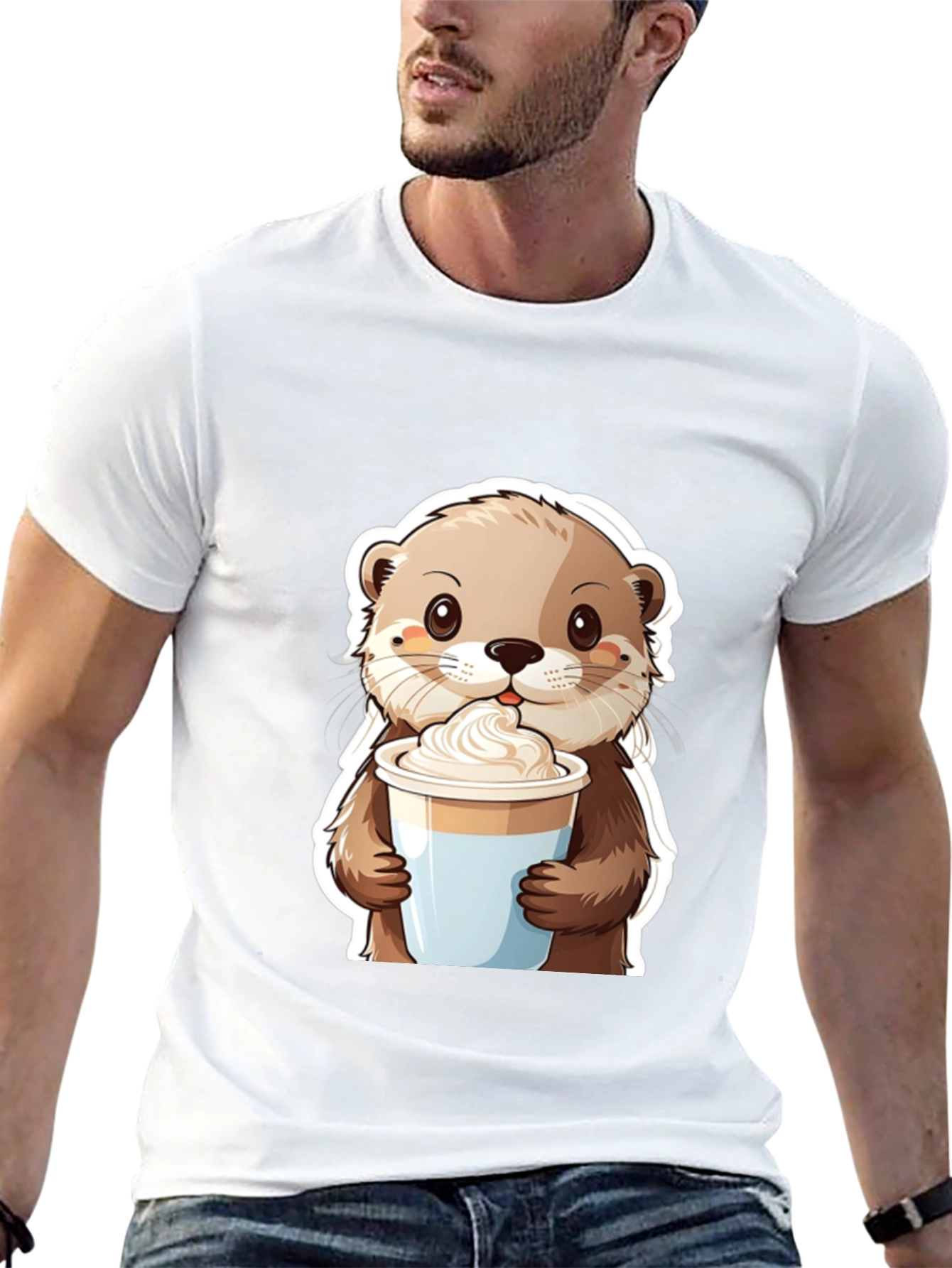 Cute Otter Coffee Graphic T-Shirt