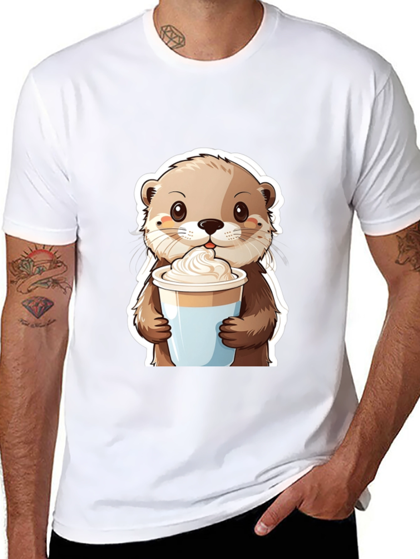 Cute Otter Coffee Graphic T-Shirt