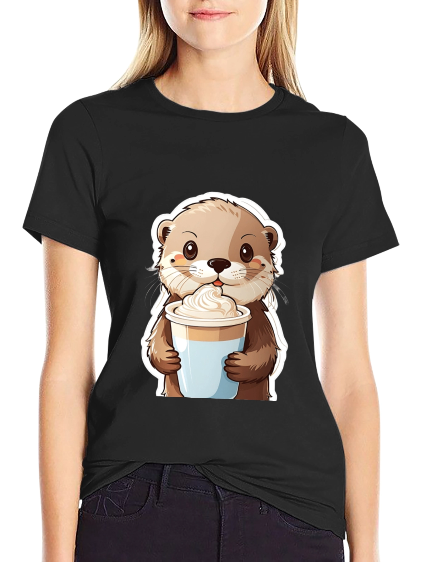 Cute Otter Coffee Graphic T-Shirt