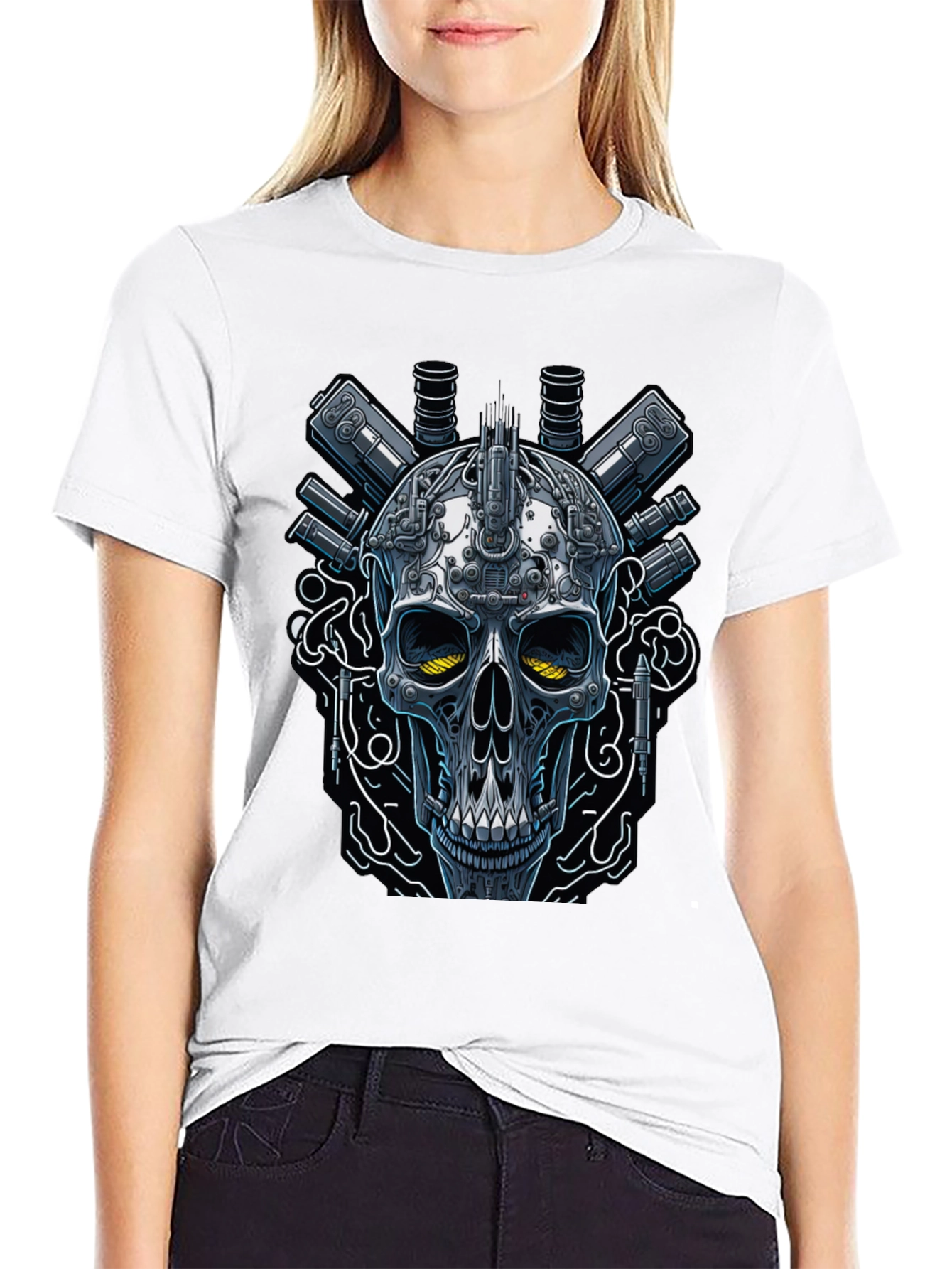 Cyberpunk Skull Graphic T-Shirt - Edgy Streetwear