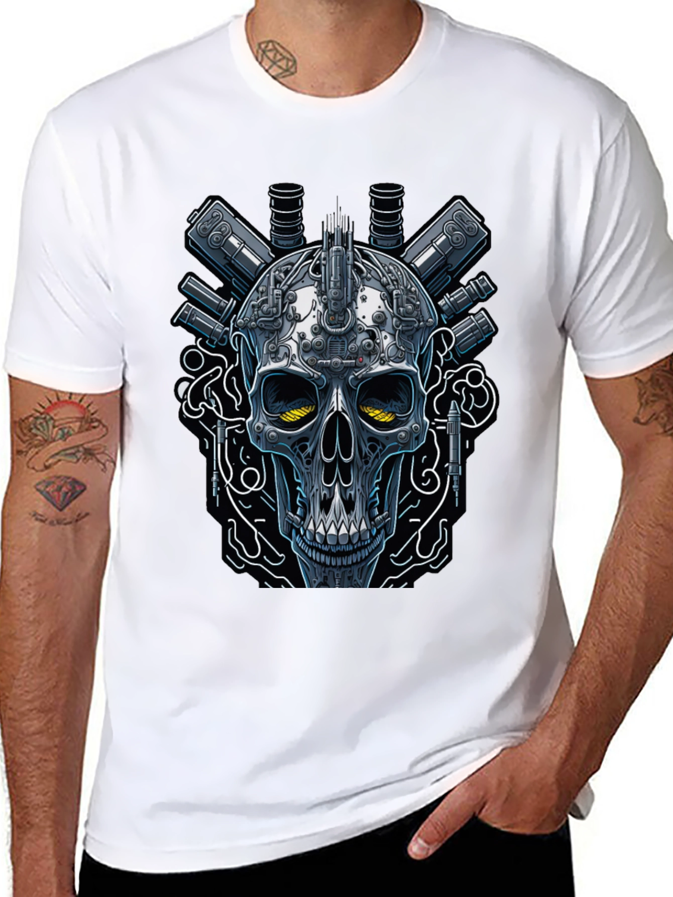 Cyberpunk Skull Graphic T-Shirt - Edgy Streetwear