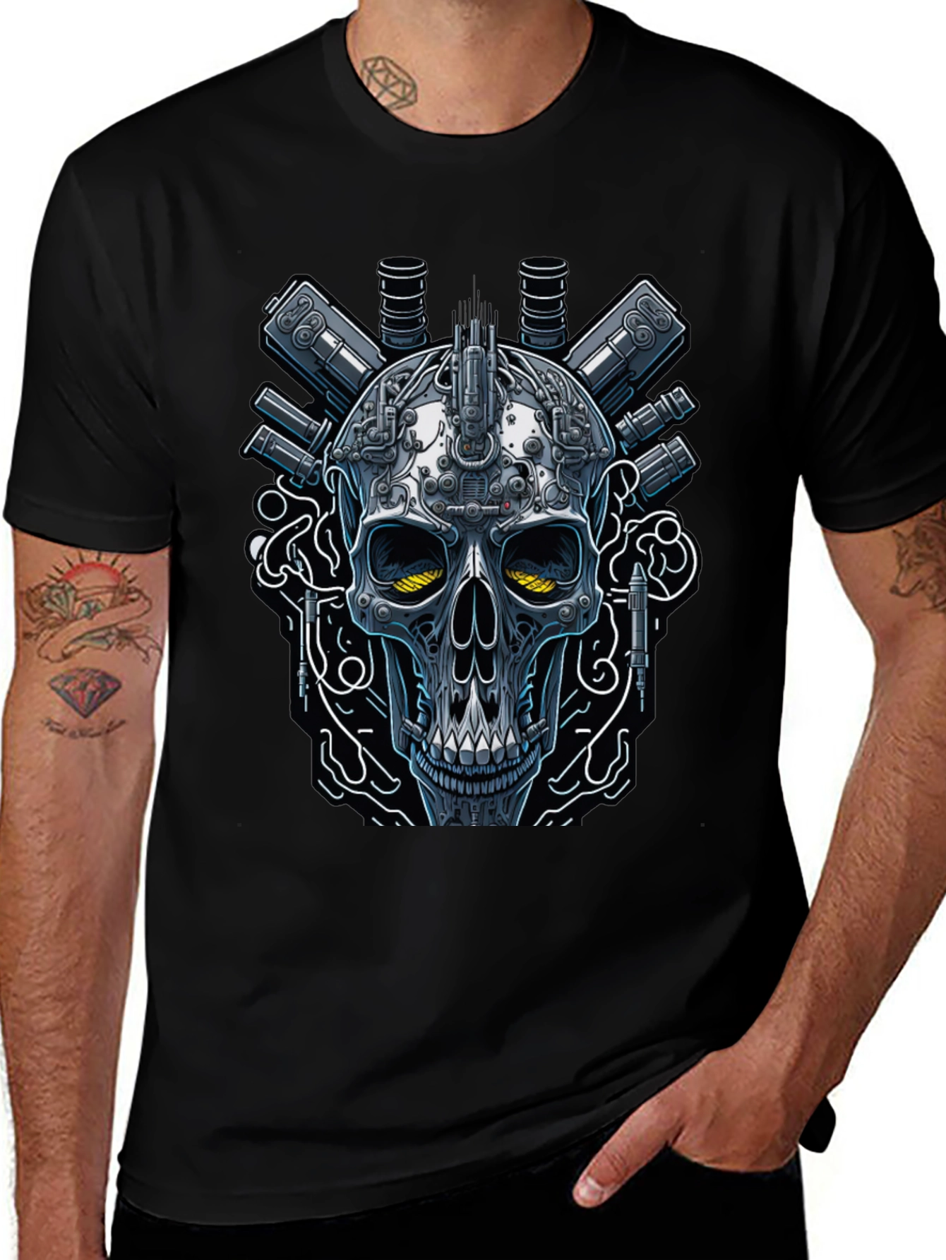 Cyberpunk Skull Graphic T-Shirt - Edgy Streetwear