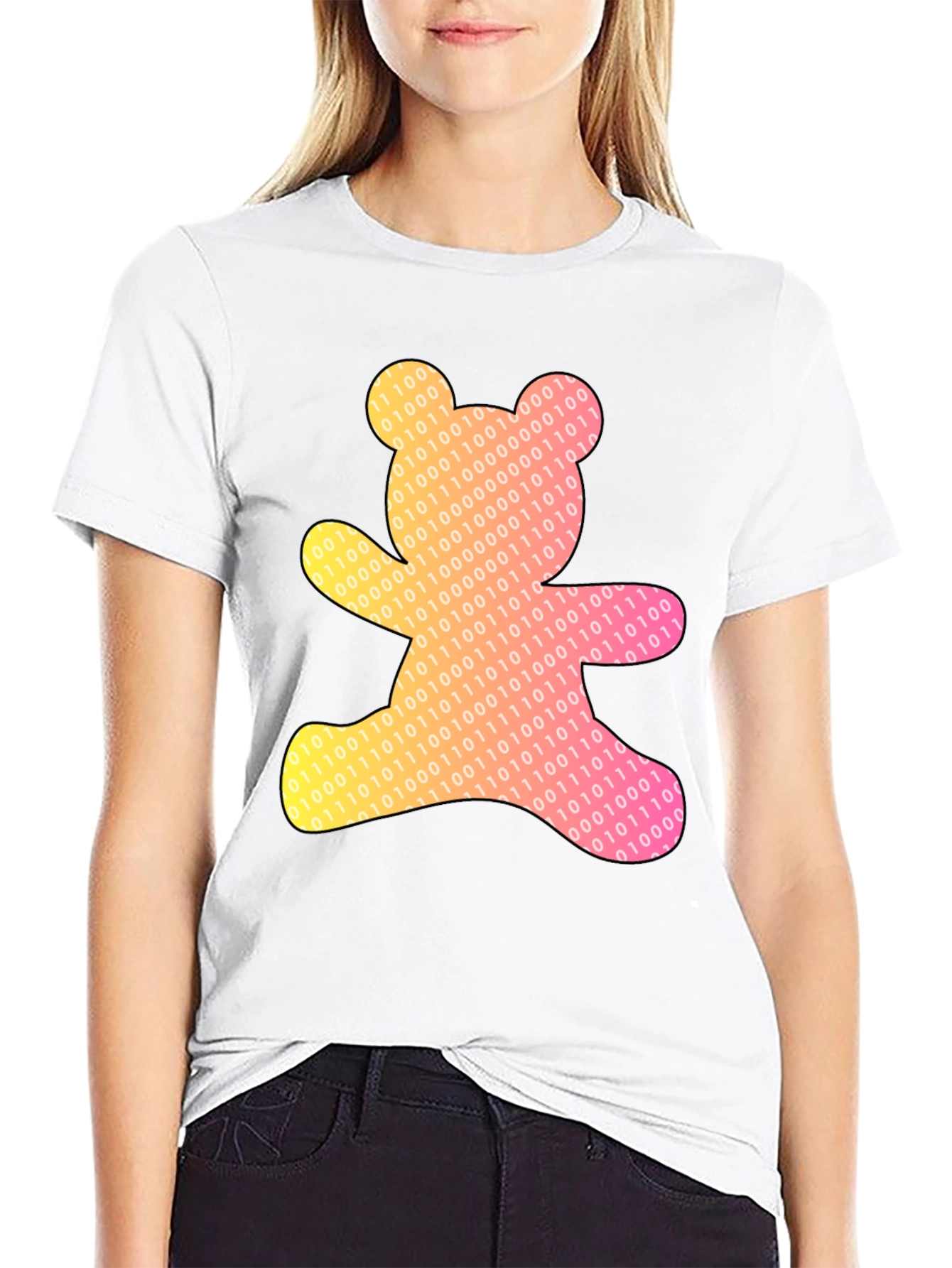 Binary Bear Graphic T-Shirt - Black Cotton Tee
