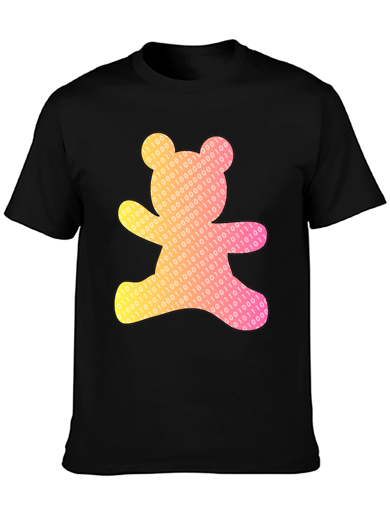 Binary Bear Graphic T-Shirt - Black Cotton Tee