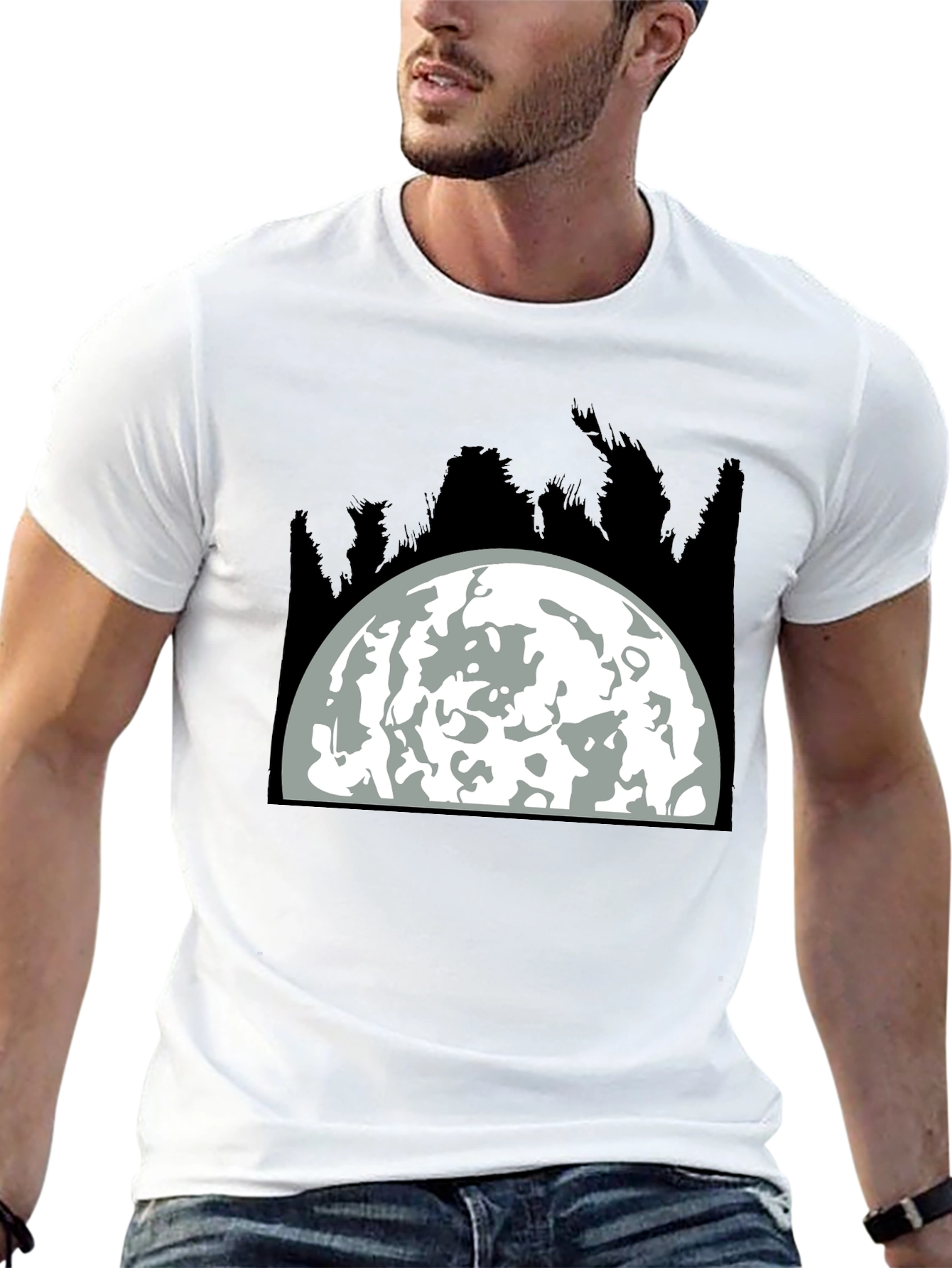 Moon Graphic Tee - Black Cotton Blend