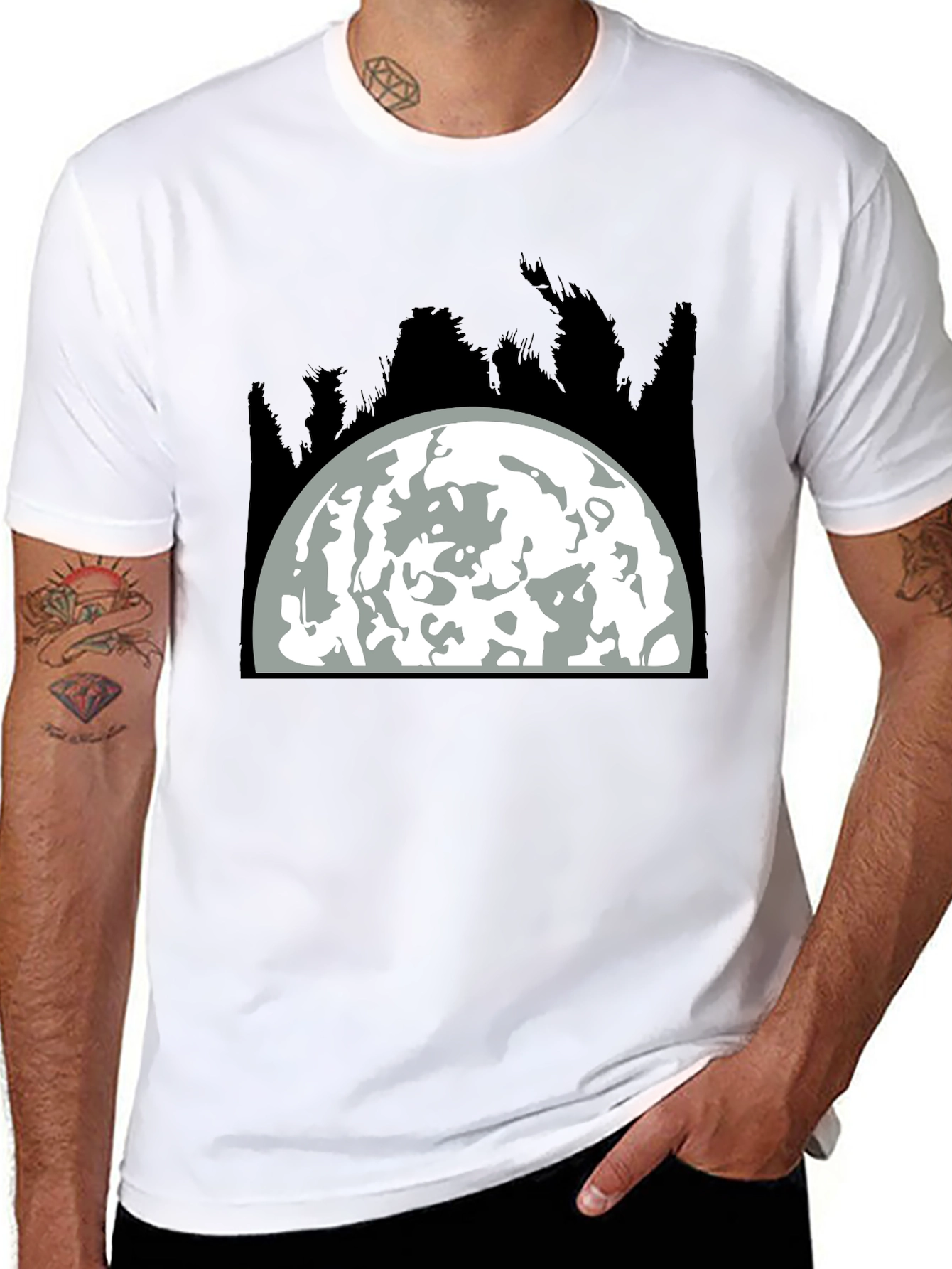 Moon Graphic Tee - Black Cotton Blend