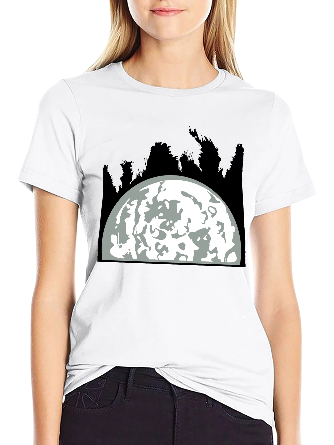 Moon Graphic Tee - Black Cotton Blend