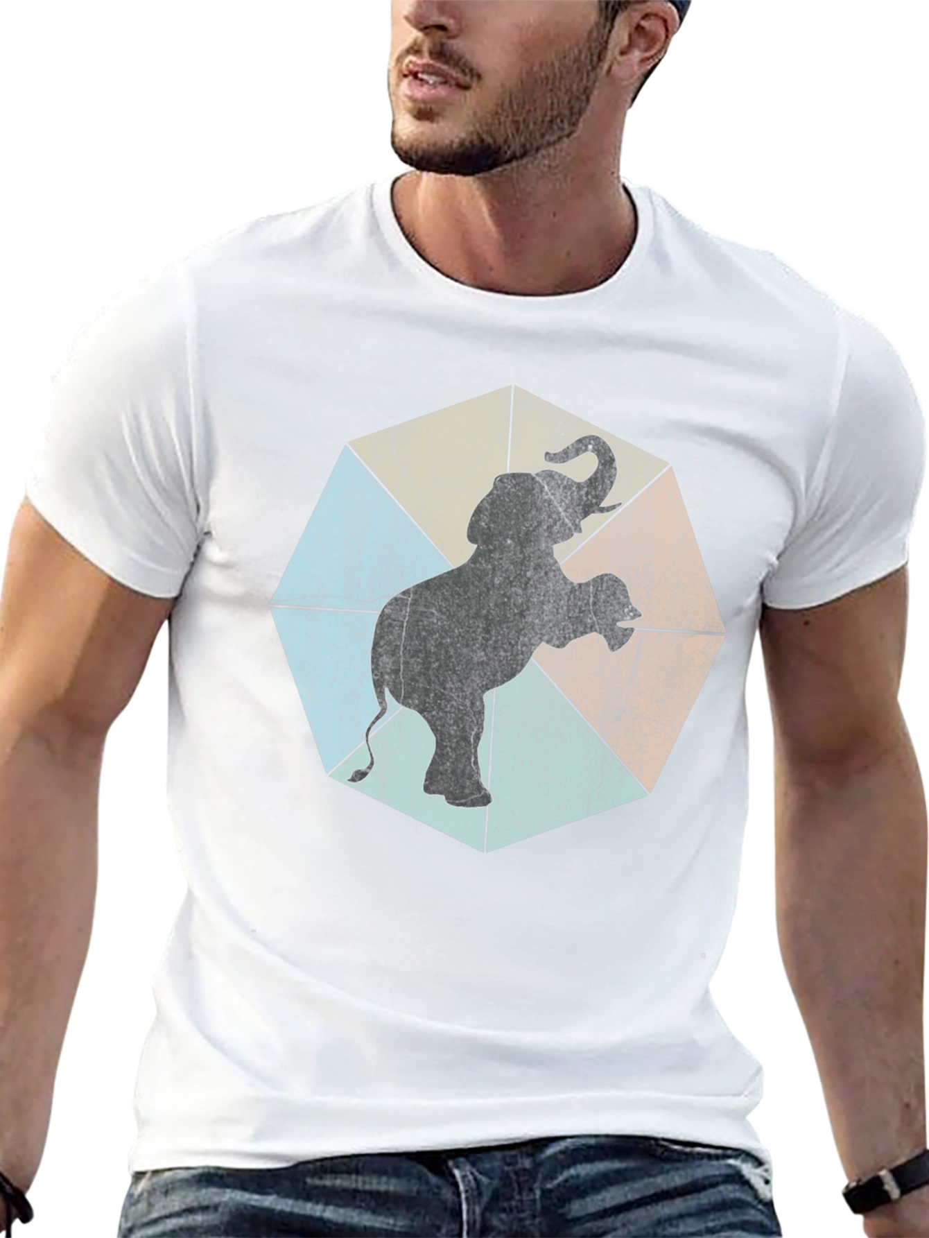 Retro Elephant Graphic Tee - Cool Animal Print Shirt