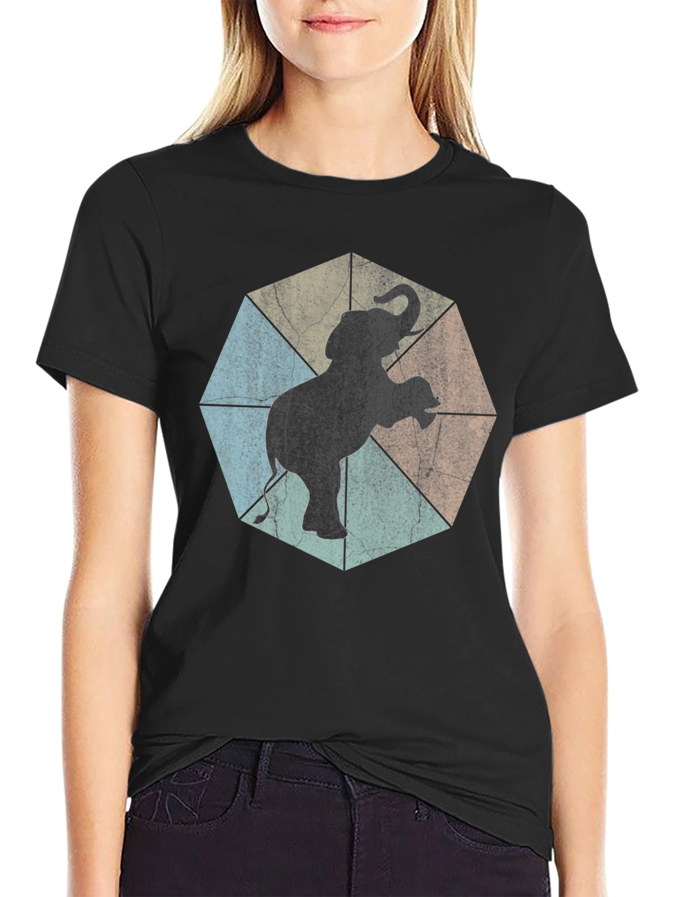 Retro Elephant Graphic Tee - Cool Animal Print Shirt