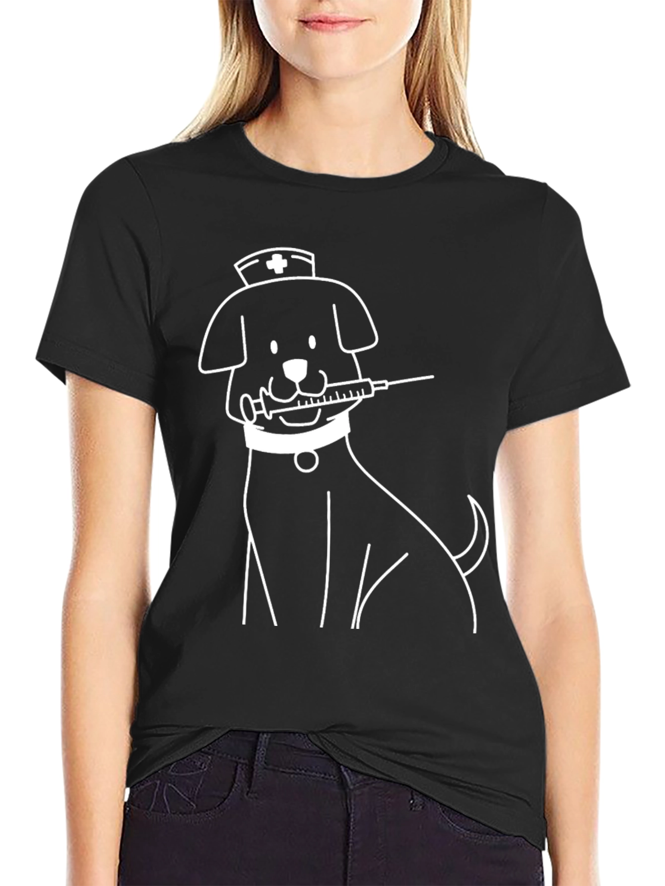 Nurse Dog T-Shirt - Cute Cartoon Graphic Tee