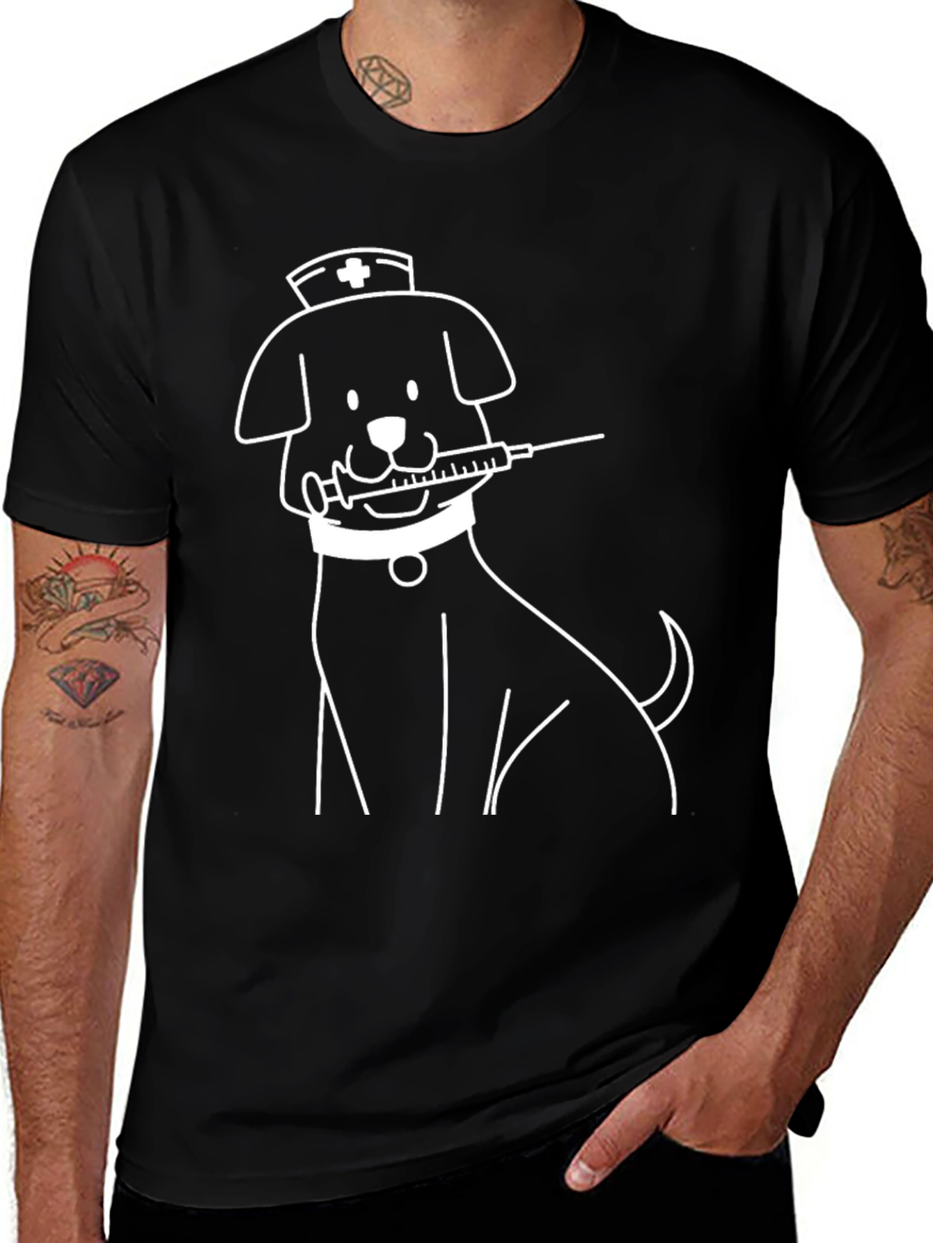 Nurse Dog T-Shirt - Cute Cartoon Graphic Tee