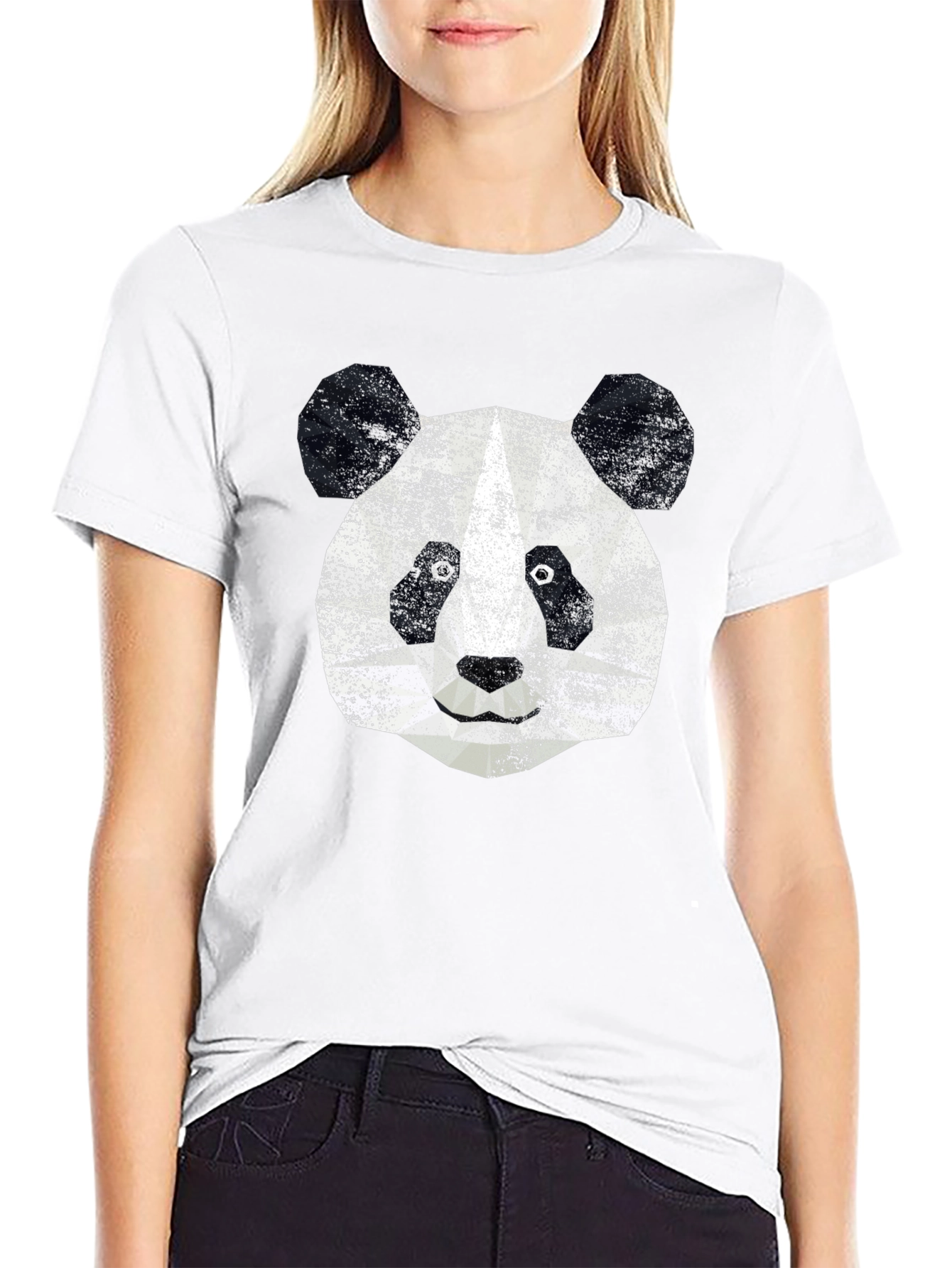 Geometric Panda Graphic Tee - Modern Black T-Shirt