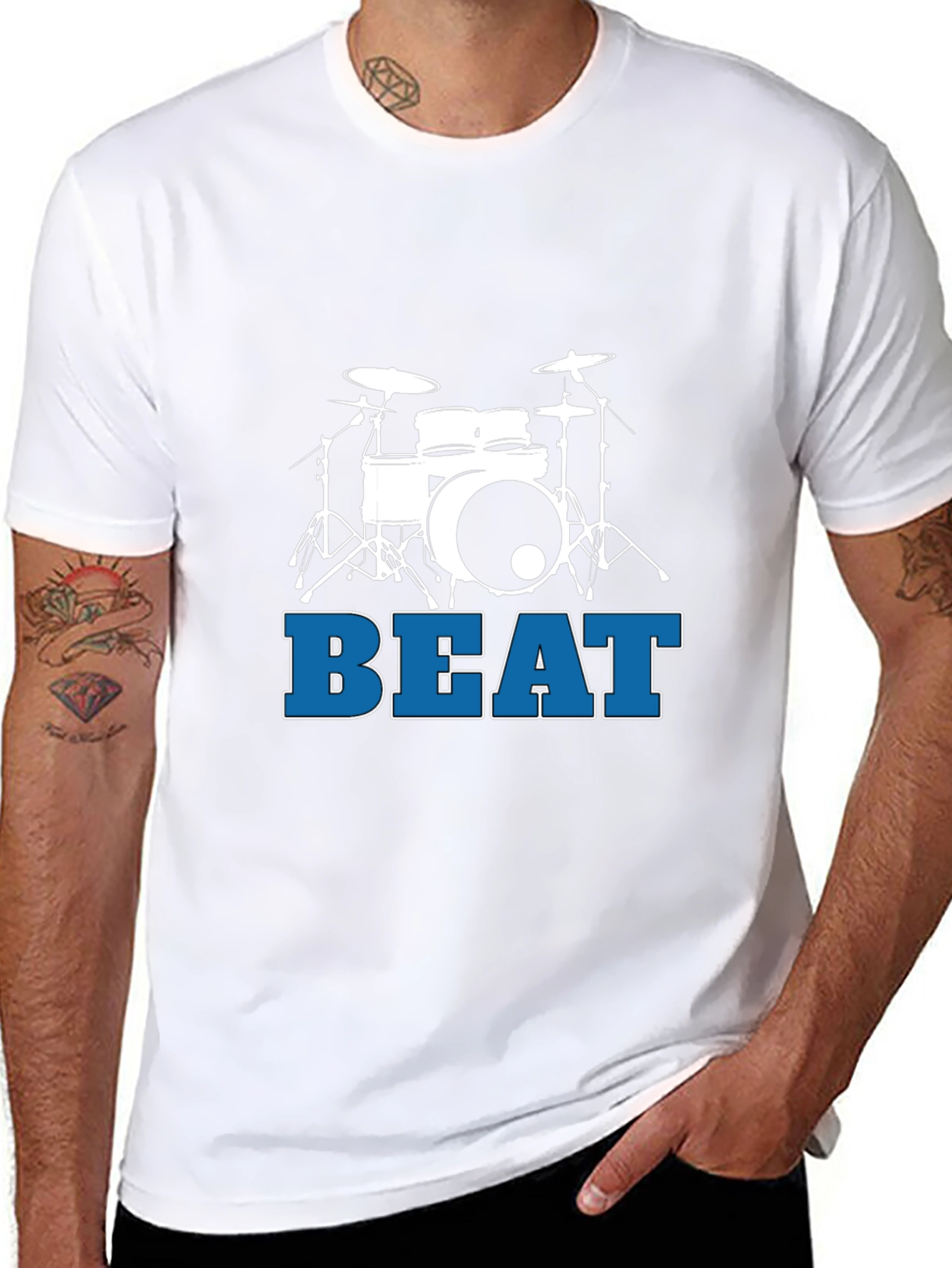 Drum Set Beat Graphic T-Shirt - Black