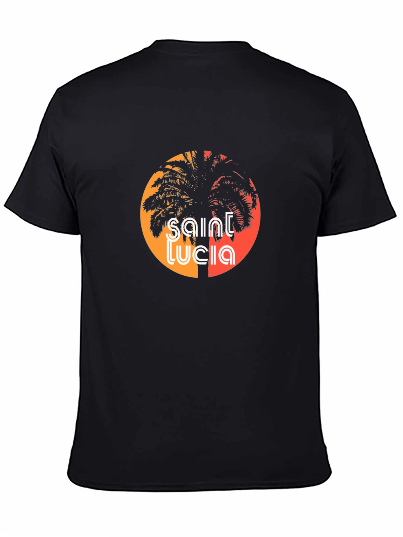 Saint Lucia Palm Tree Graphic Black T-Shirt