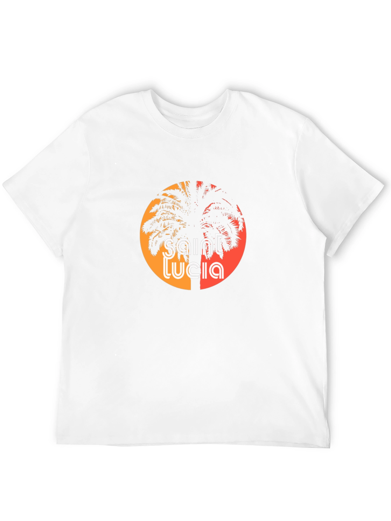 Saint Lucia Palm Tree Graphic Black T-Shirt