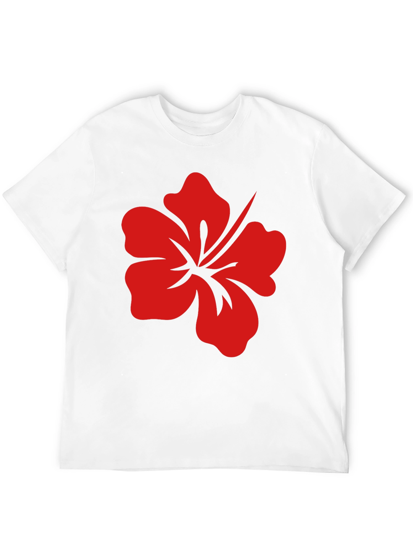 Black T-Shirt with Red Hibiscus Flower