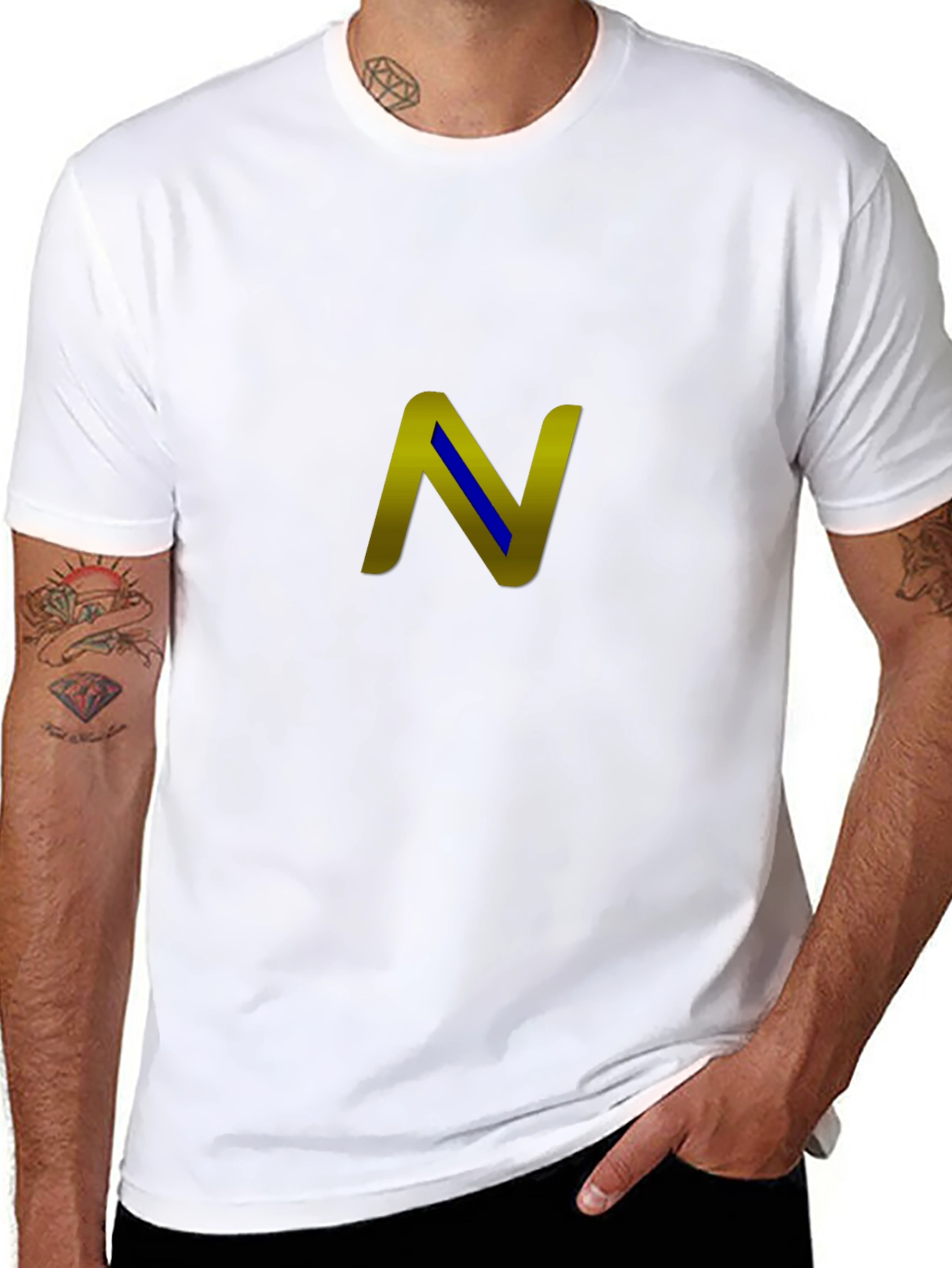 Stylish Black T-Shirt with Gold N Design