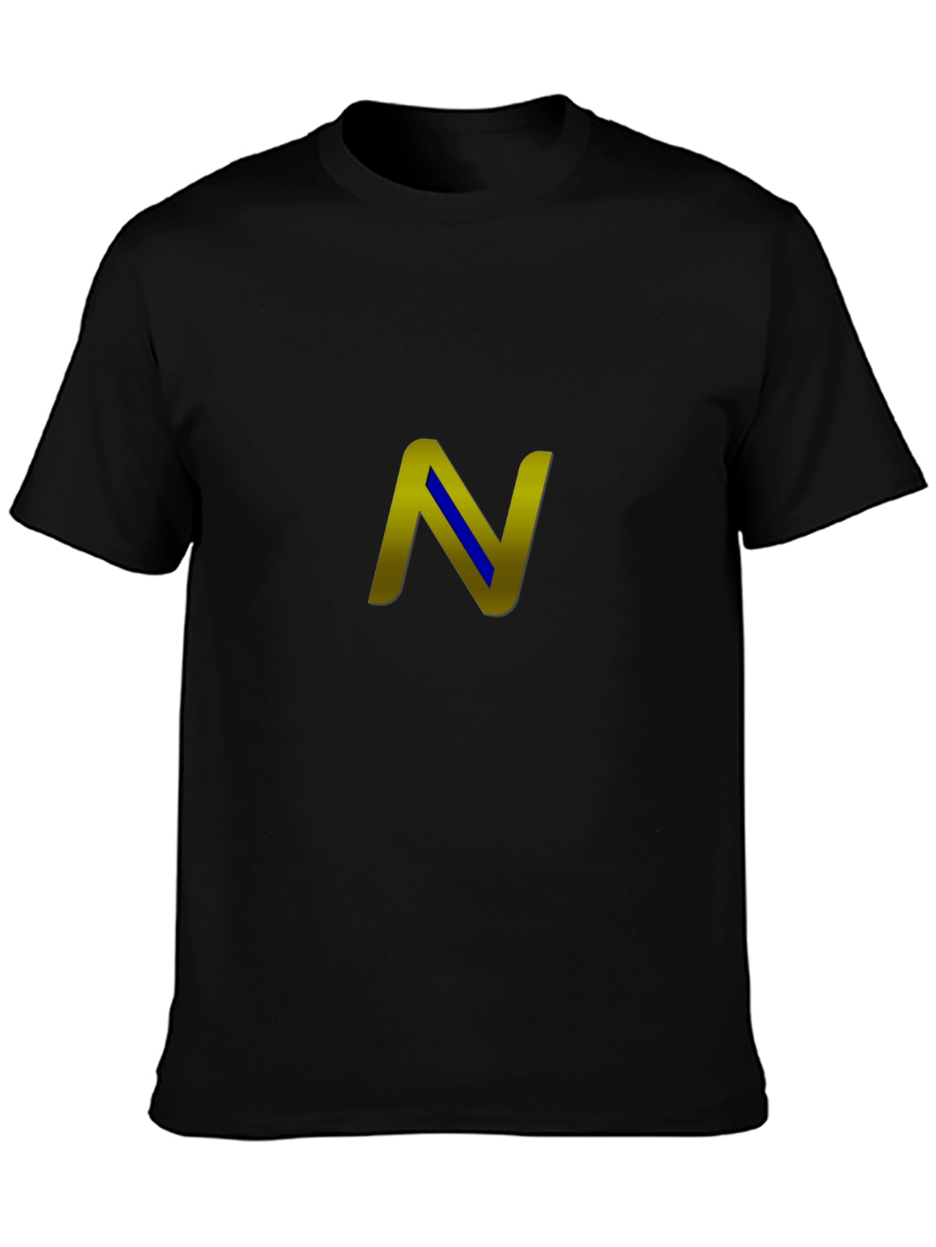 Stylish Black T-Shirt with Gold N Design