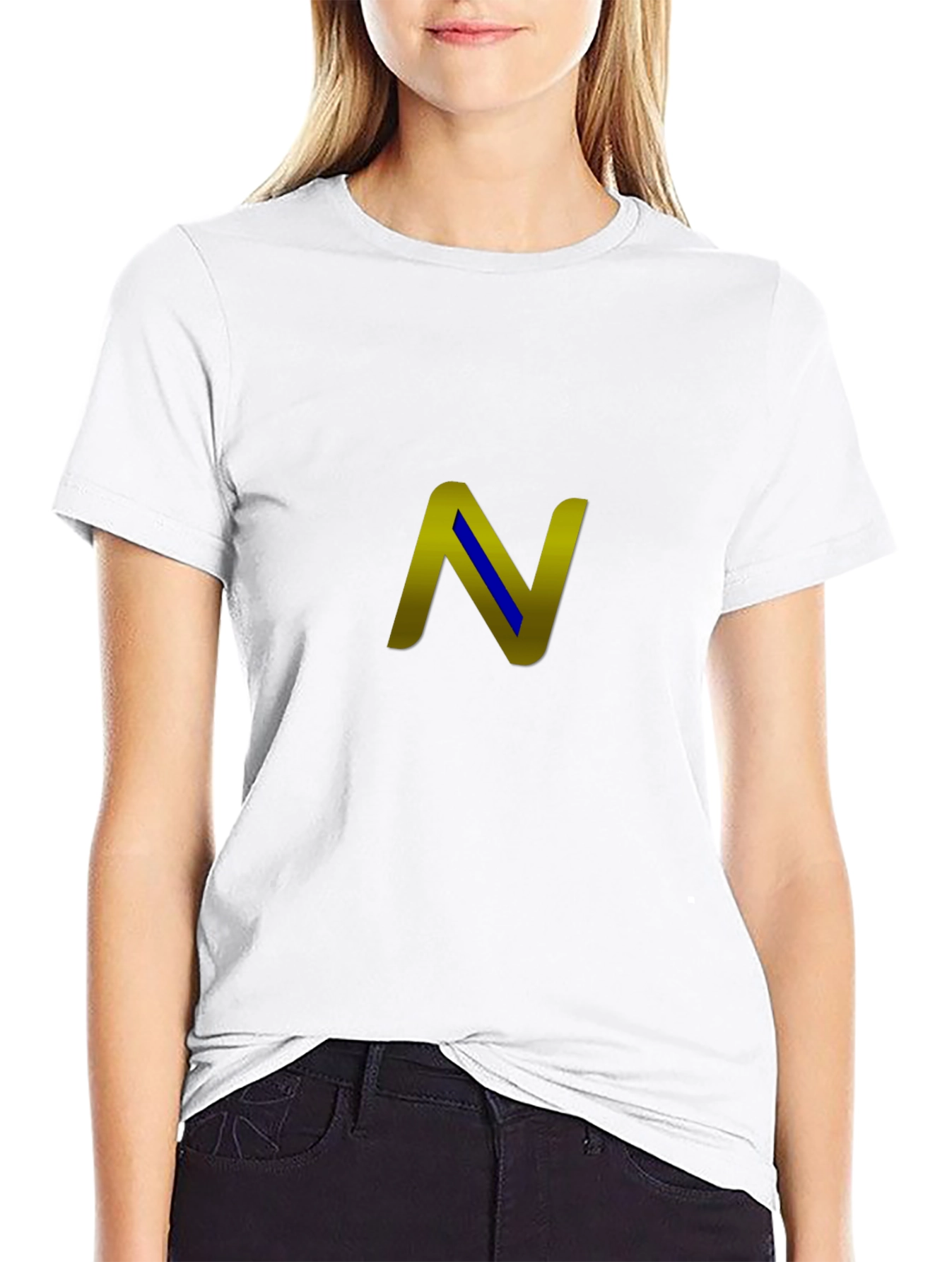 Stylish Black T-Shirt with Gold N Design
