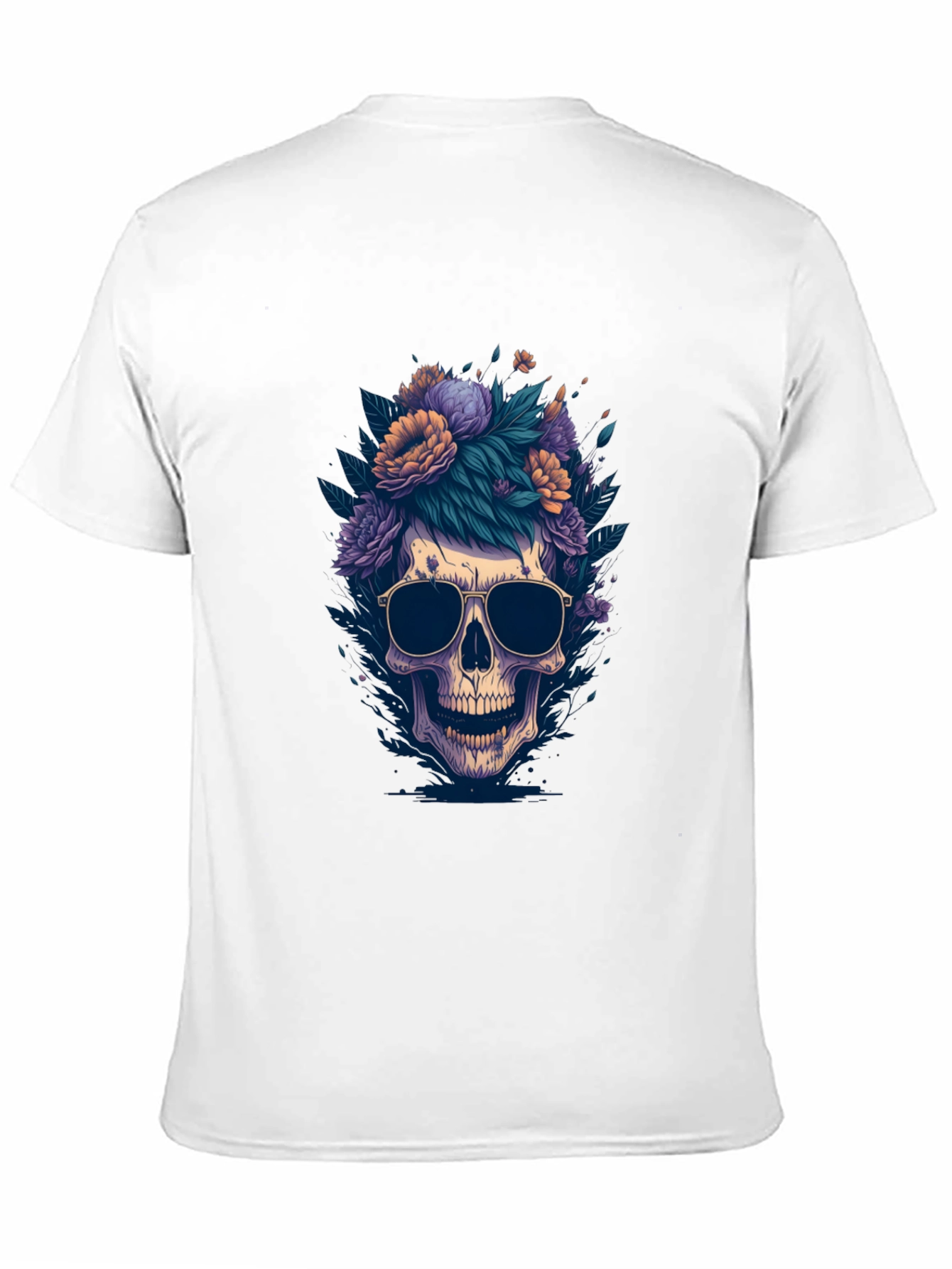 Skull & Flowers Graphic Tee - Black