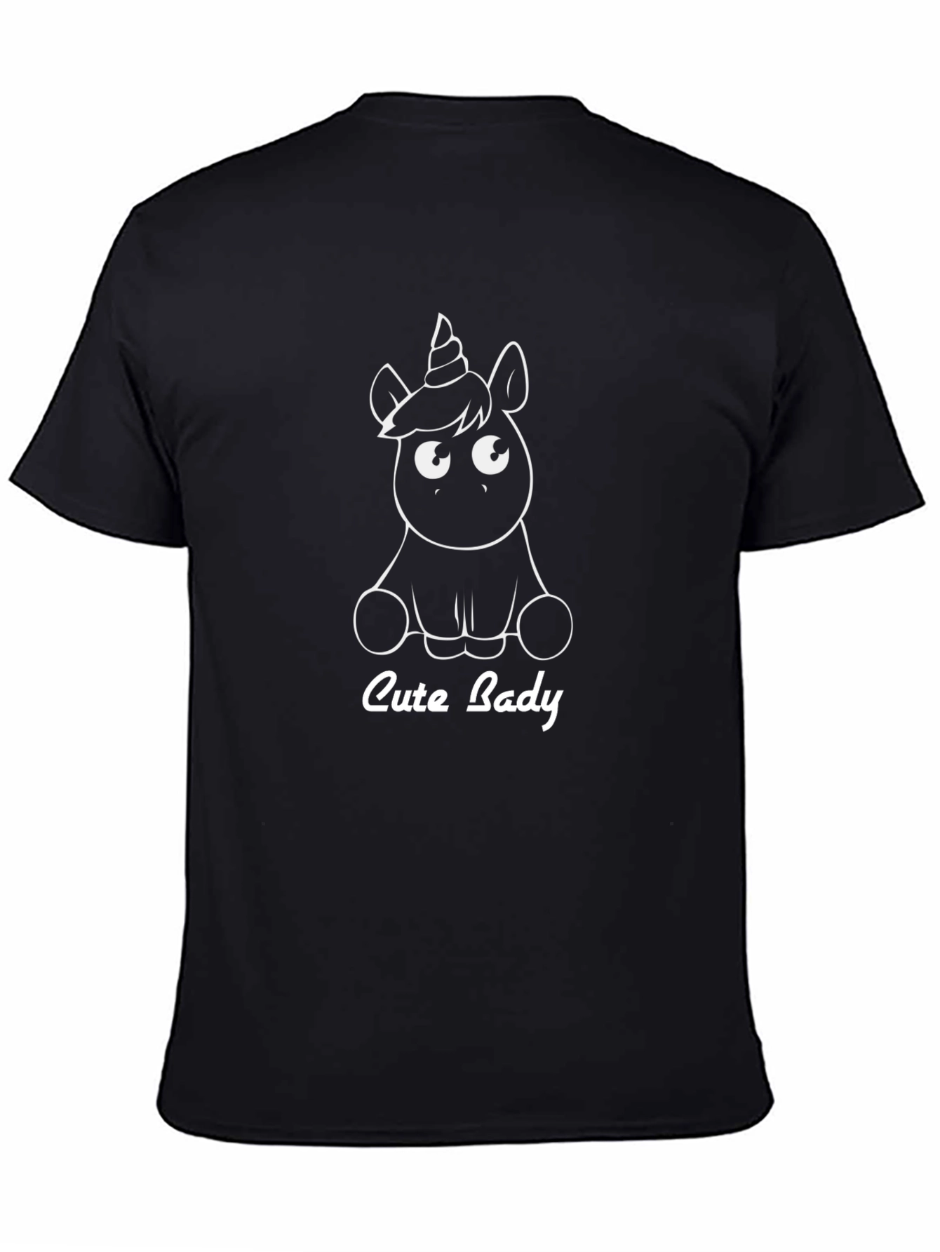 Cute Lady Unicorn Black T-Shirt