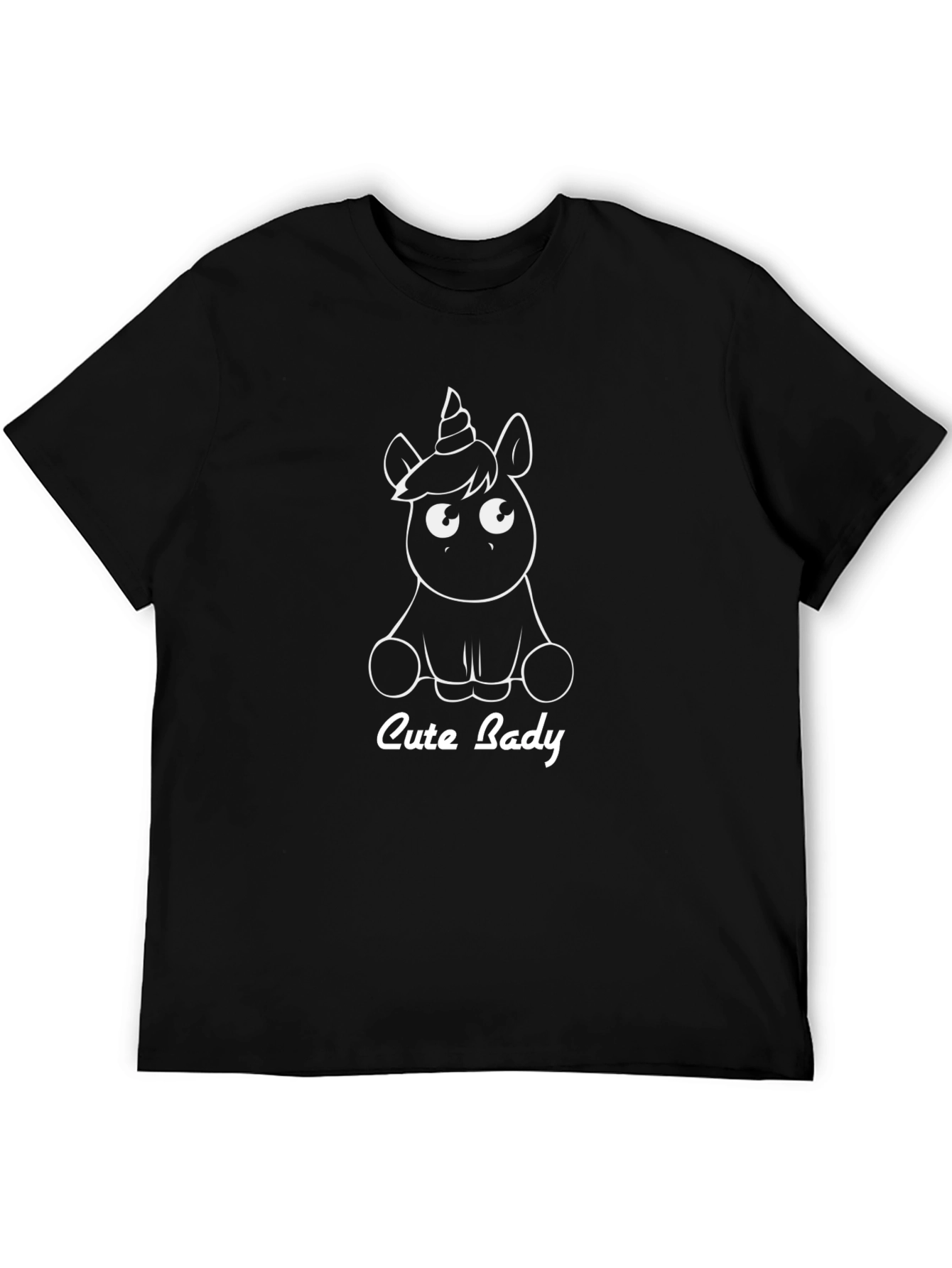 Cute Lady Unicorn Black T-Shirt