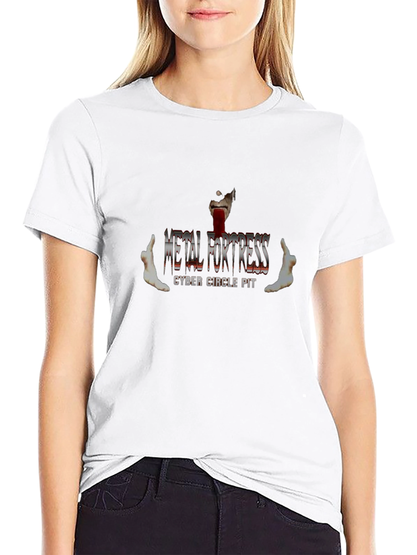 Metal Fortress Cyber Circle Pit Black T-Shirt