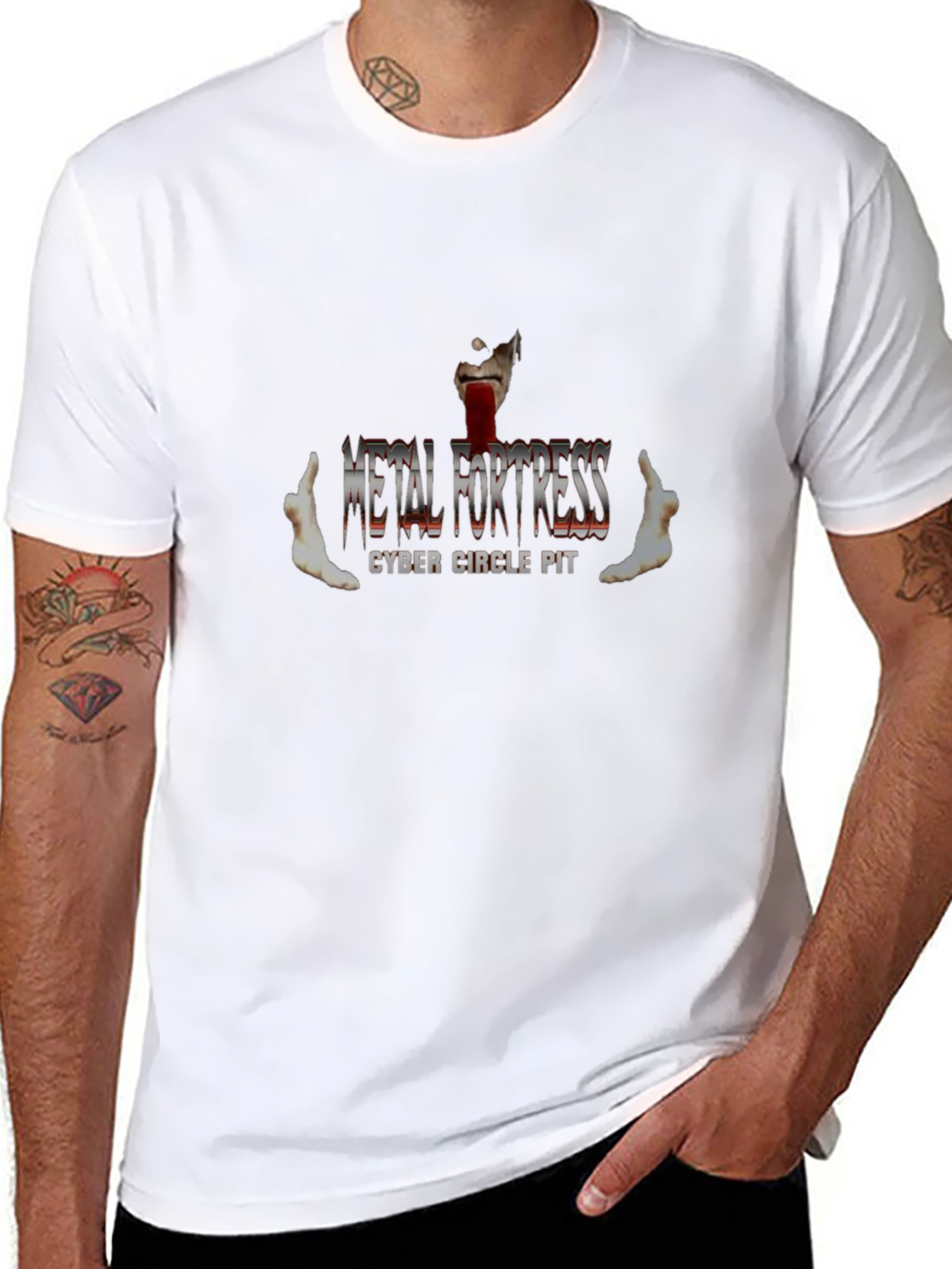 Metal Fortress Cyber Circle Pit Black T-Shirt