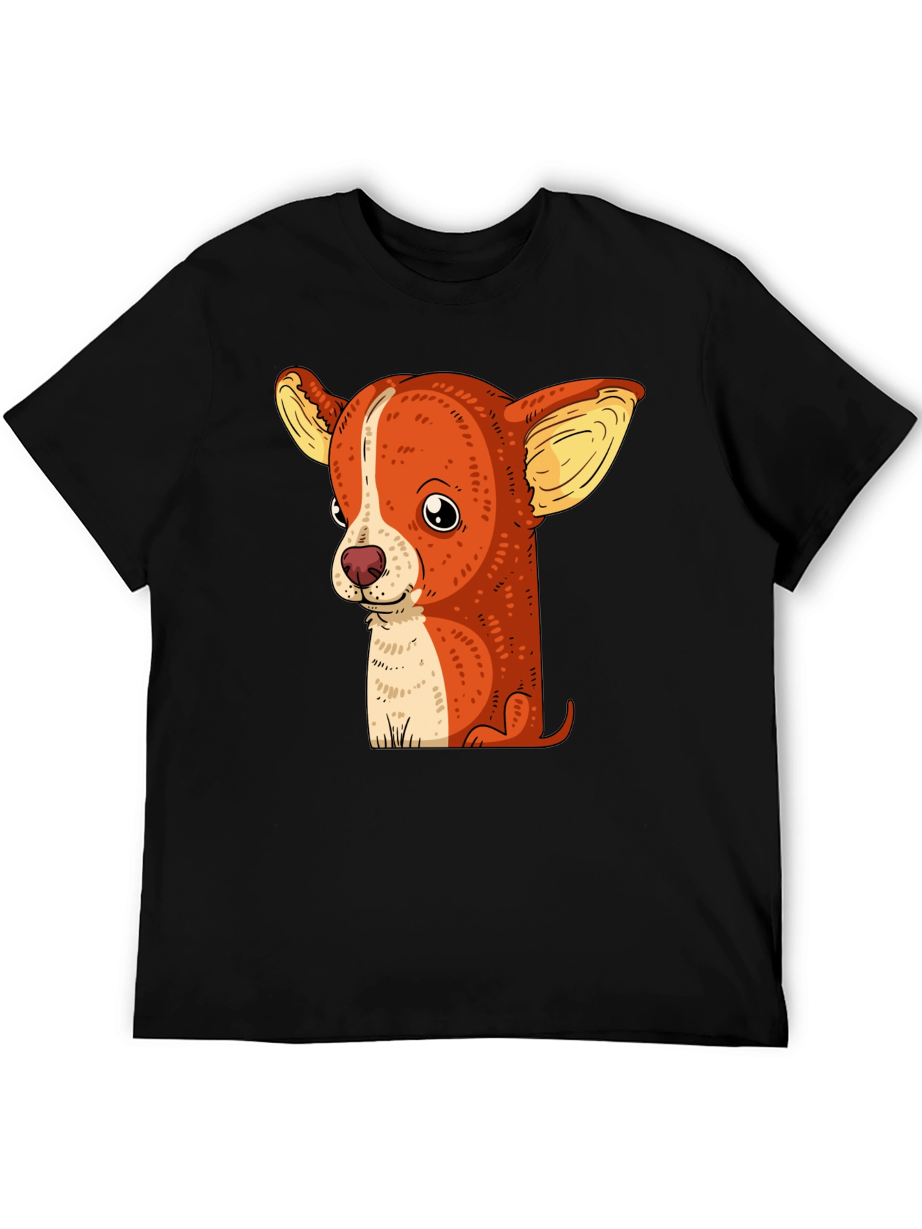 Cute Chihuahua Dog Graphic Print Black T-Shirt