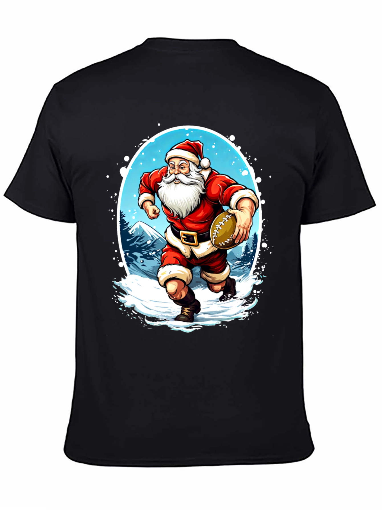 Santa Football T-Shirt Holiday Sports Tee