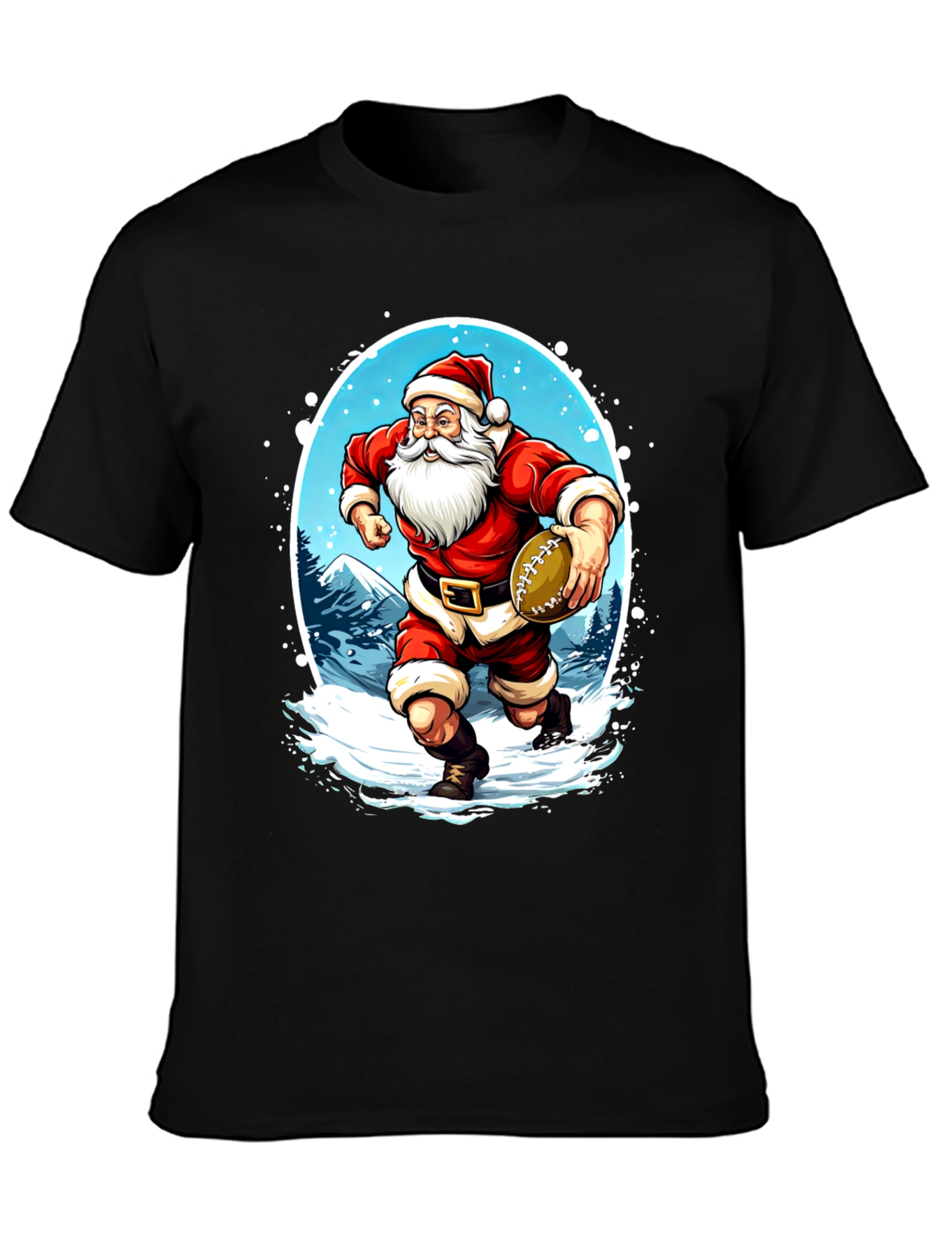 Santa Football T-Shirt Holiday Sports Tee